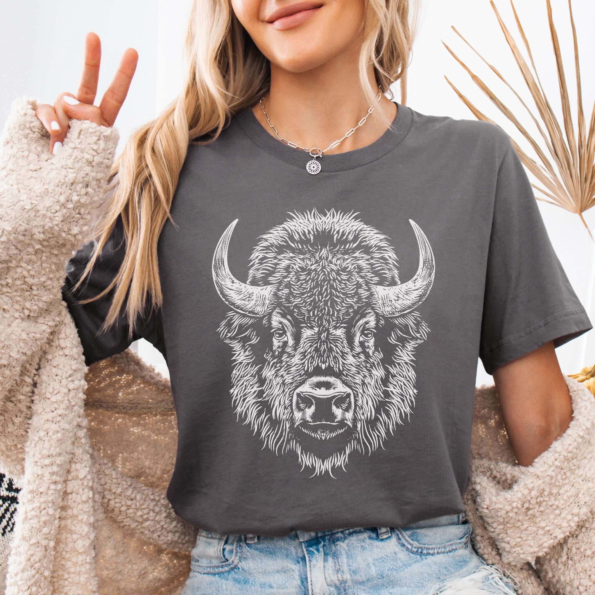American Bison Portrait T-Shirt – Wildlife Animal Tee