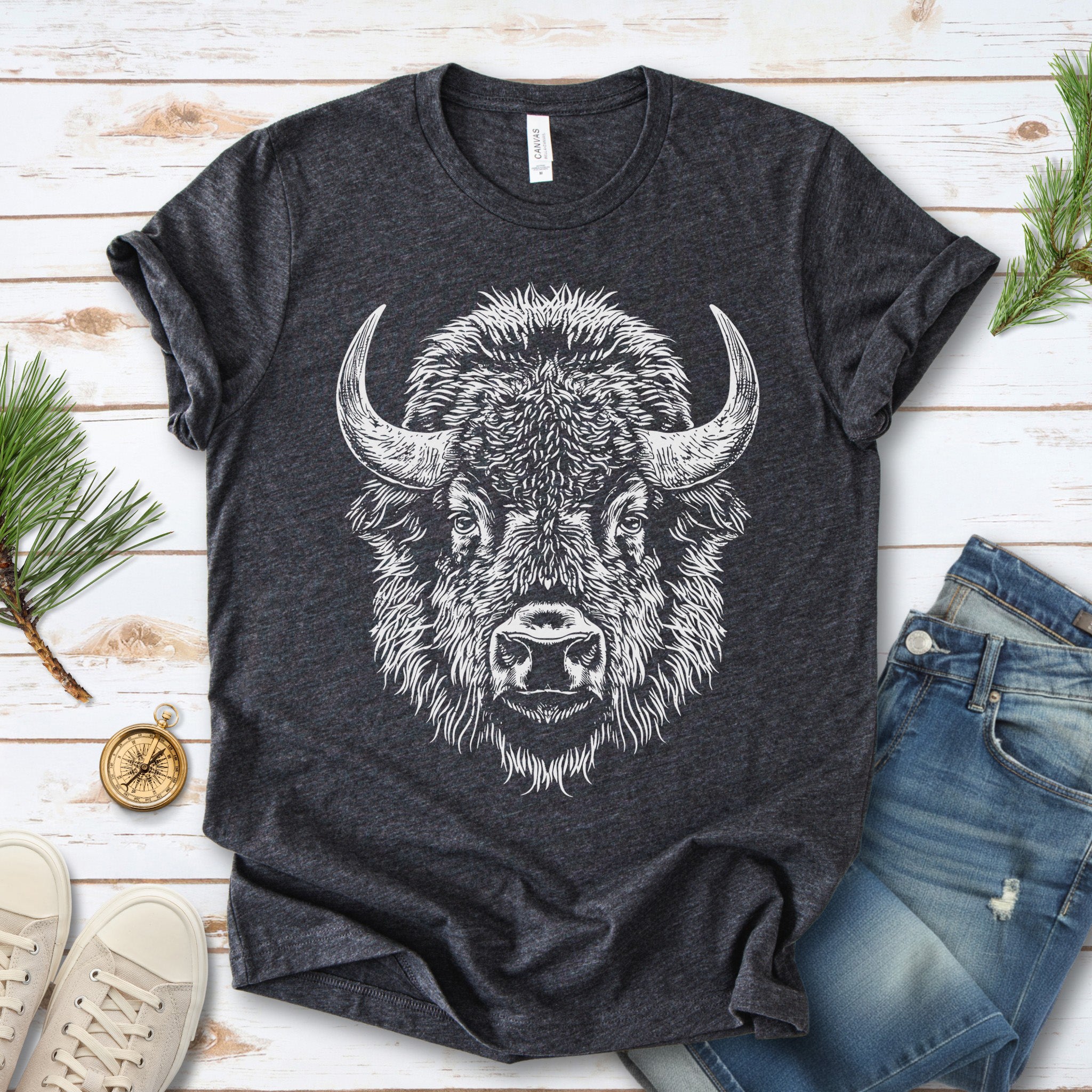 American Bison Portrait T-Shirt – Wildlife Animal Tee