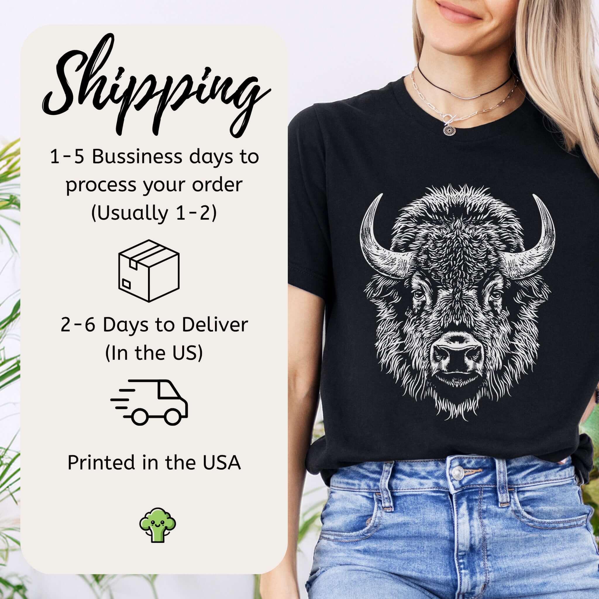 American Bison Portrait T-Shirt – Wildlife Animal Tee