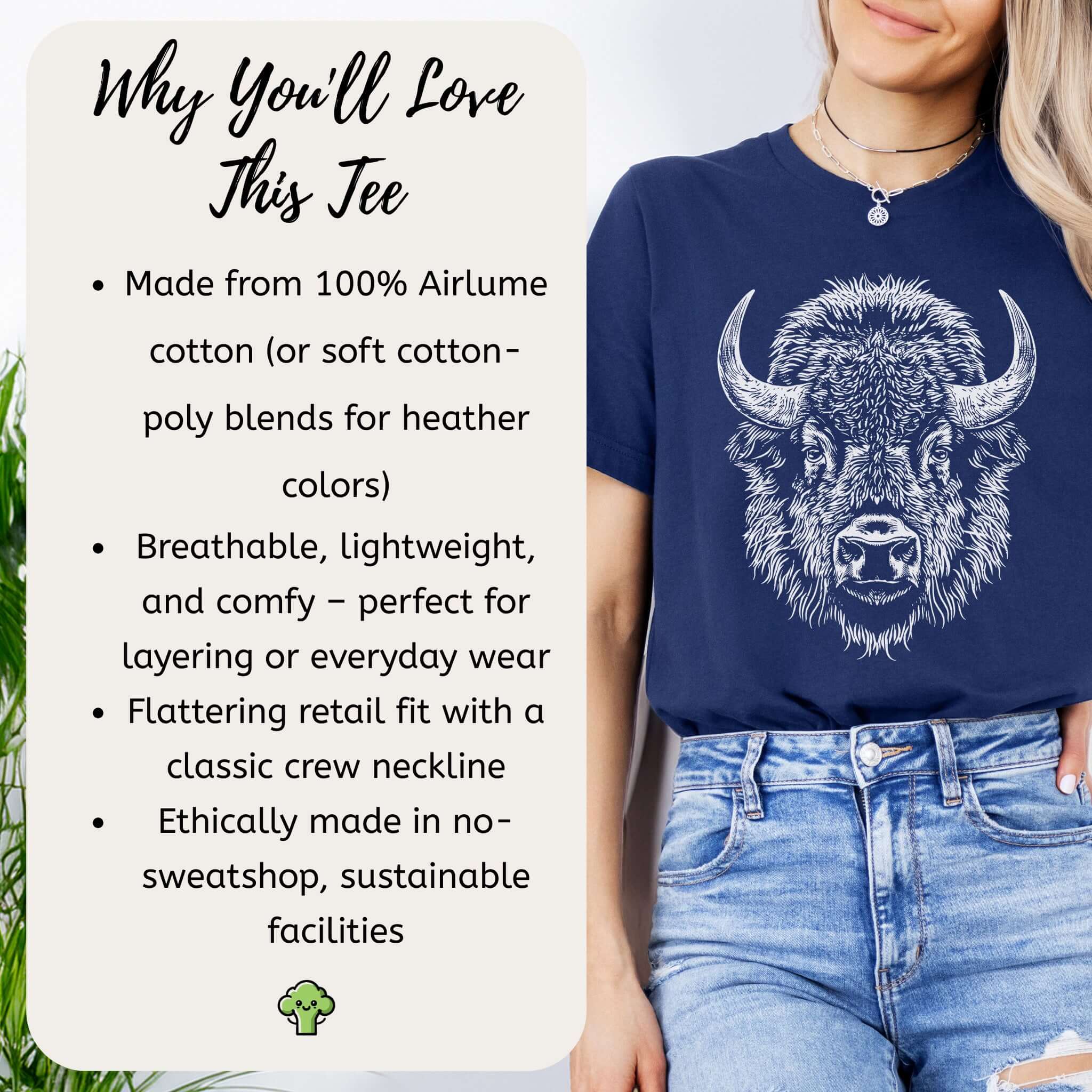 American Bison Portrait T-Shirt – Wildlife Animal Tee