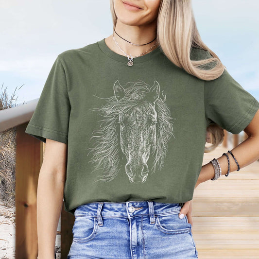 Wild Mustang Horse Face T-Shirt – Spirit of the West