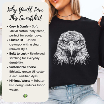 Eagle Face Sweatshirt – Majestic Bird of Prey Stare-Down Champion
