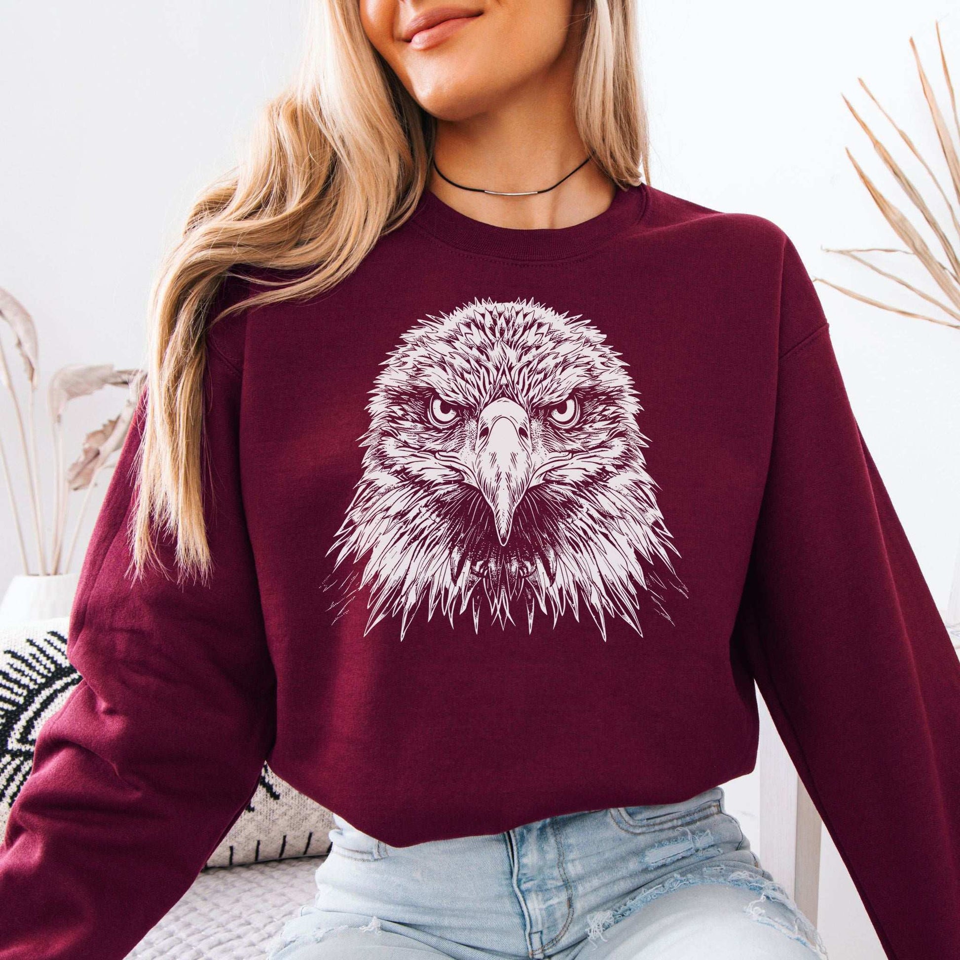 Eagle Face Sweatshirt – Majestic Bird of Prey Stare-Down Champion