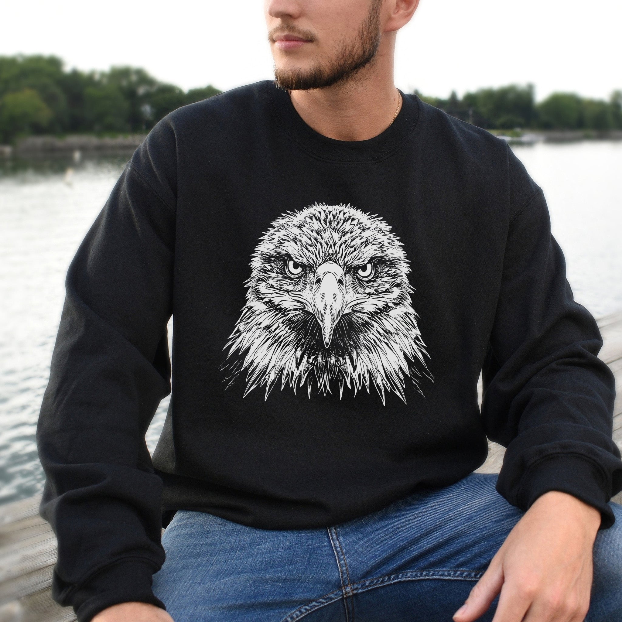 Eagle Face Sweatshirt – Majestic Bird of Prey Stare-Down Champion