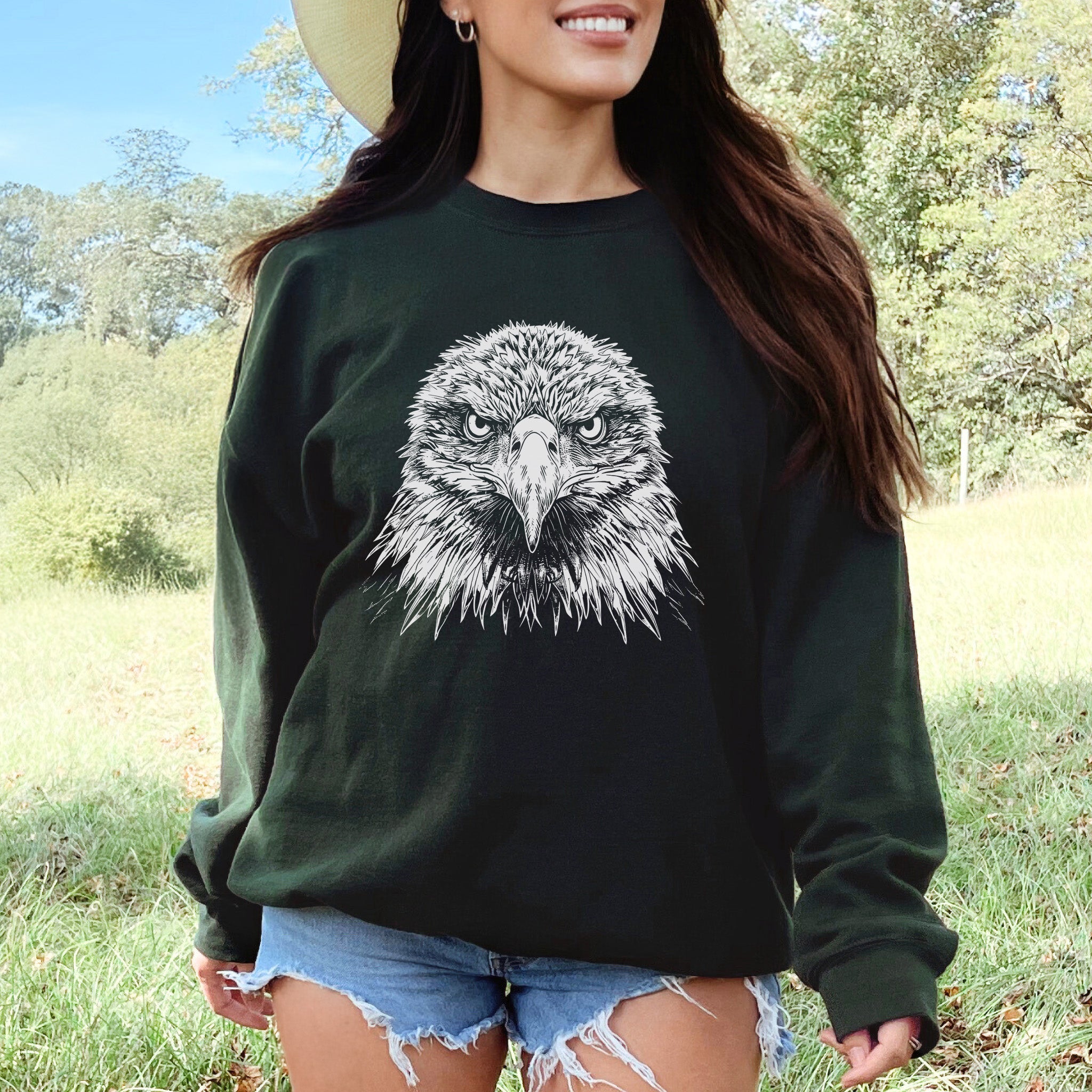 Eagle Face Sweatshirt – Majestic Bird of Prey Stare-Down Champion