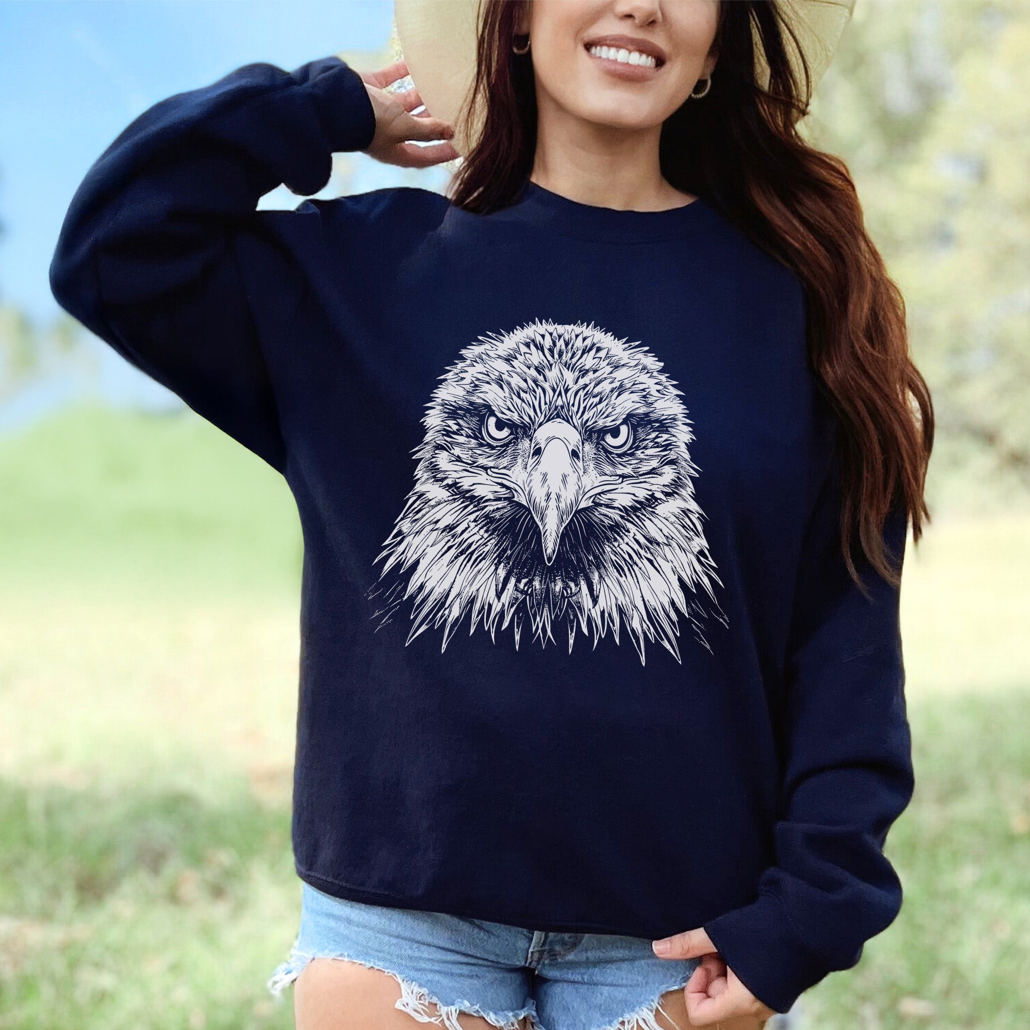 Eagle Face Sweatshirt – Majestic Bird of Prey Stare-Down Champion