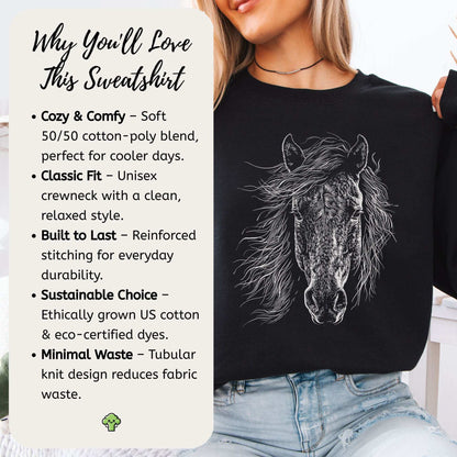 Wild Mustang Horse Sweatshirt – Spirit of the West & Free Soul Energy