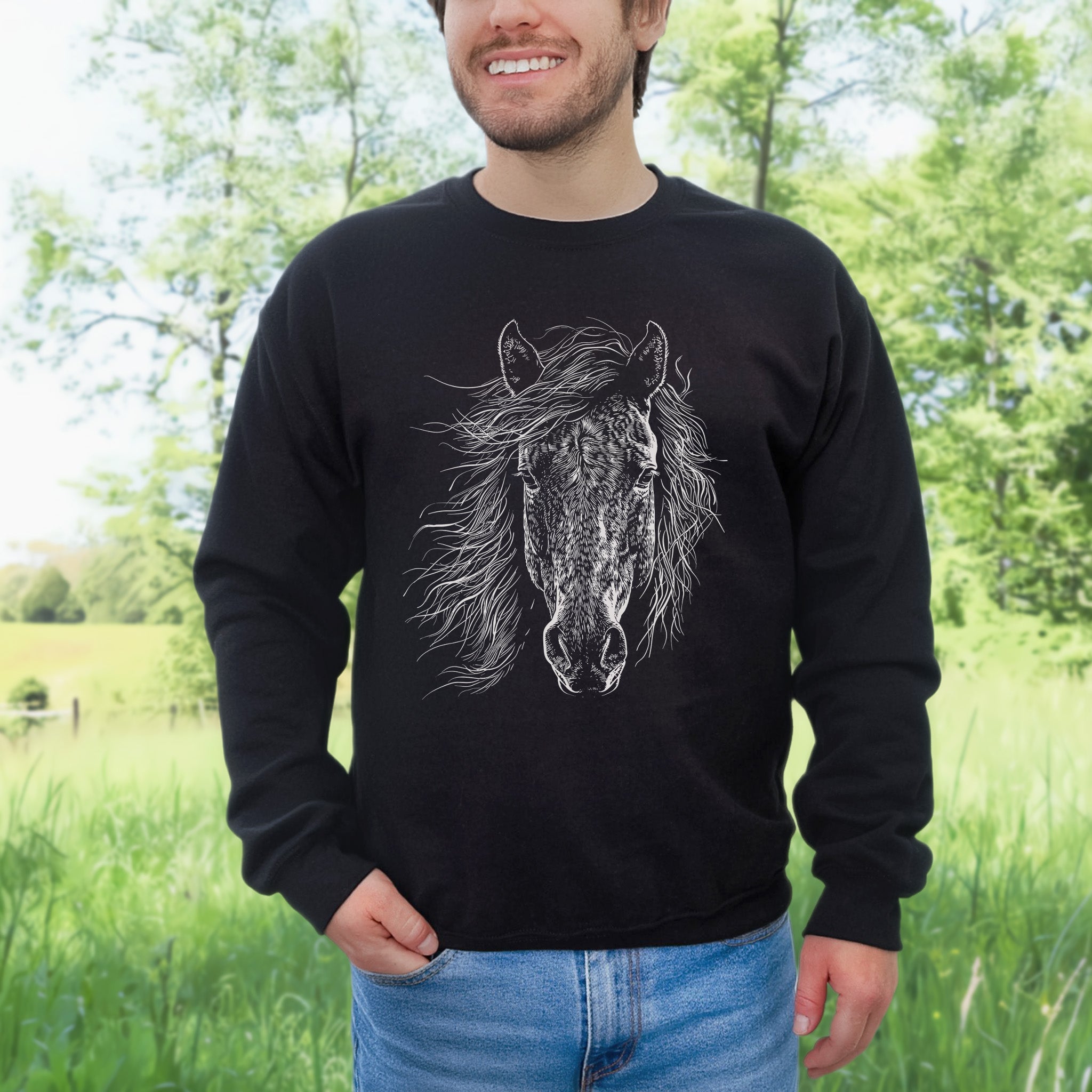 Wild Mustang Horse Sweatshirt – Spirit of the West & Free Soul Energy