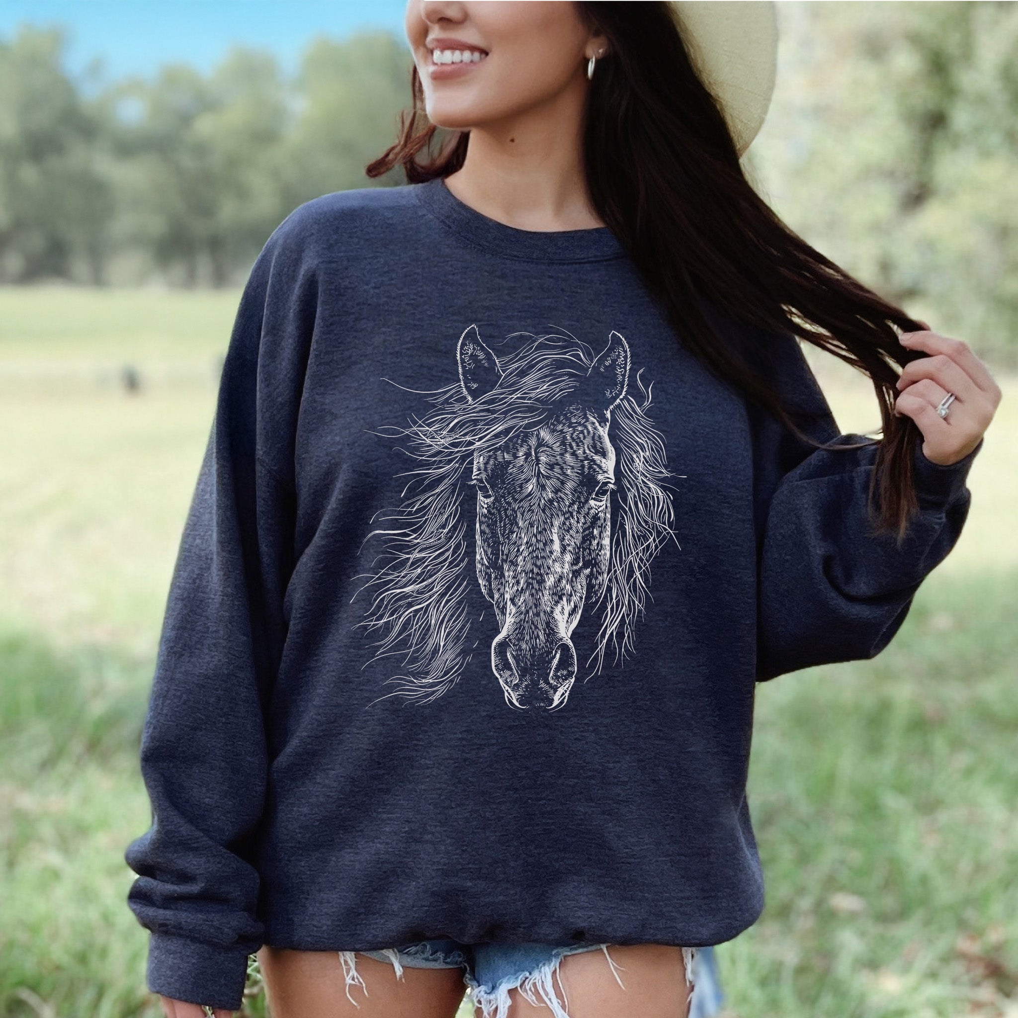 Wild Mustang Horse Sweatshirt – Spirit of the West & Free Soul Energy