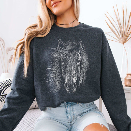 Wild Mustang Horse Sweatshirt – Spirit of the West & Free Soul Energy