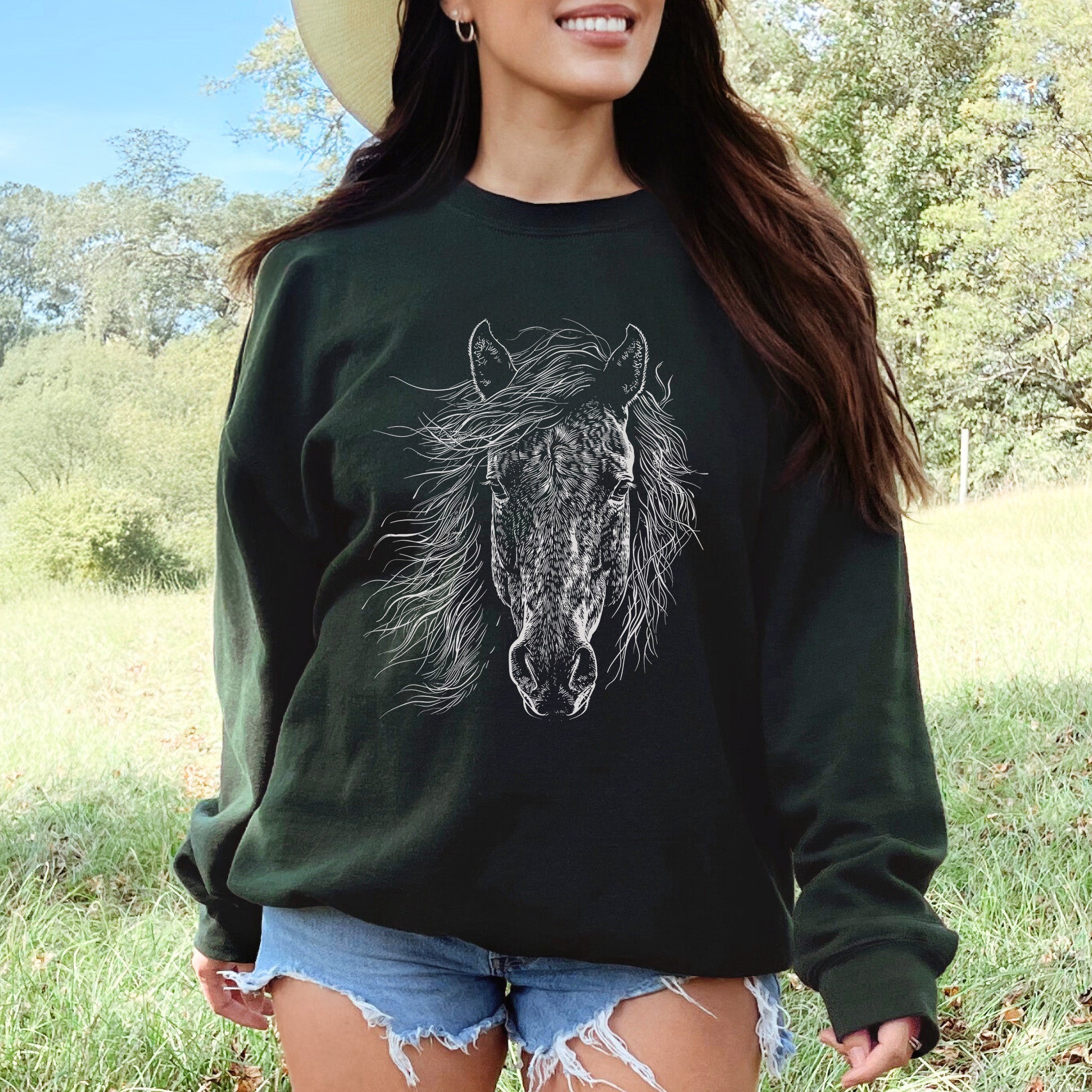 Wild Mustang Horse Sweatshirt – Spirit of the West & Free Soul Energy