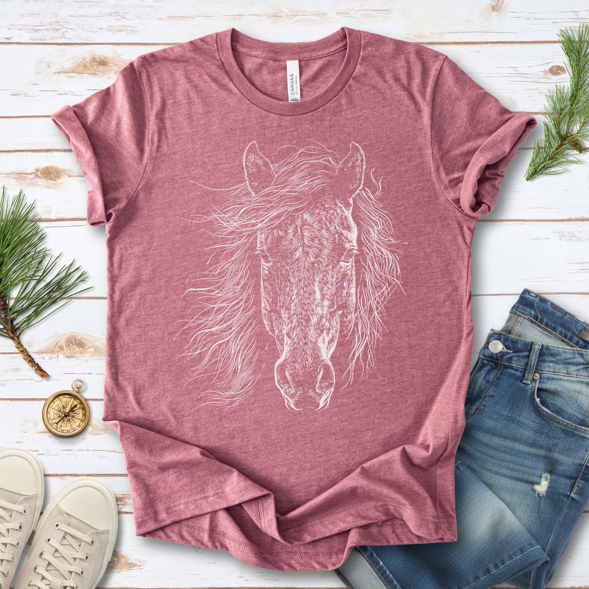 Wild Mustang Horse Face T-Shirt – Spirit of the West