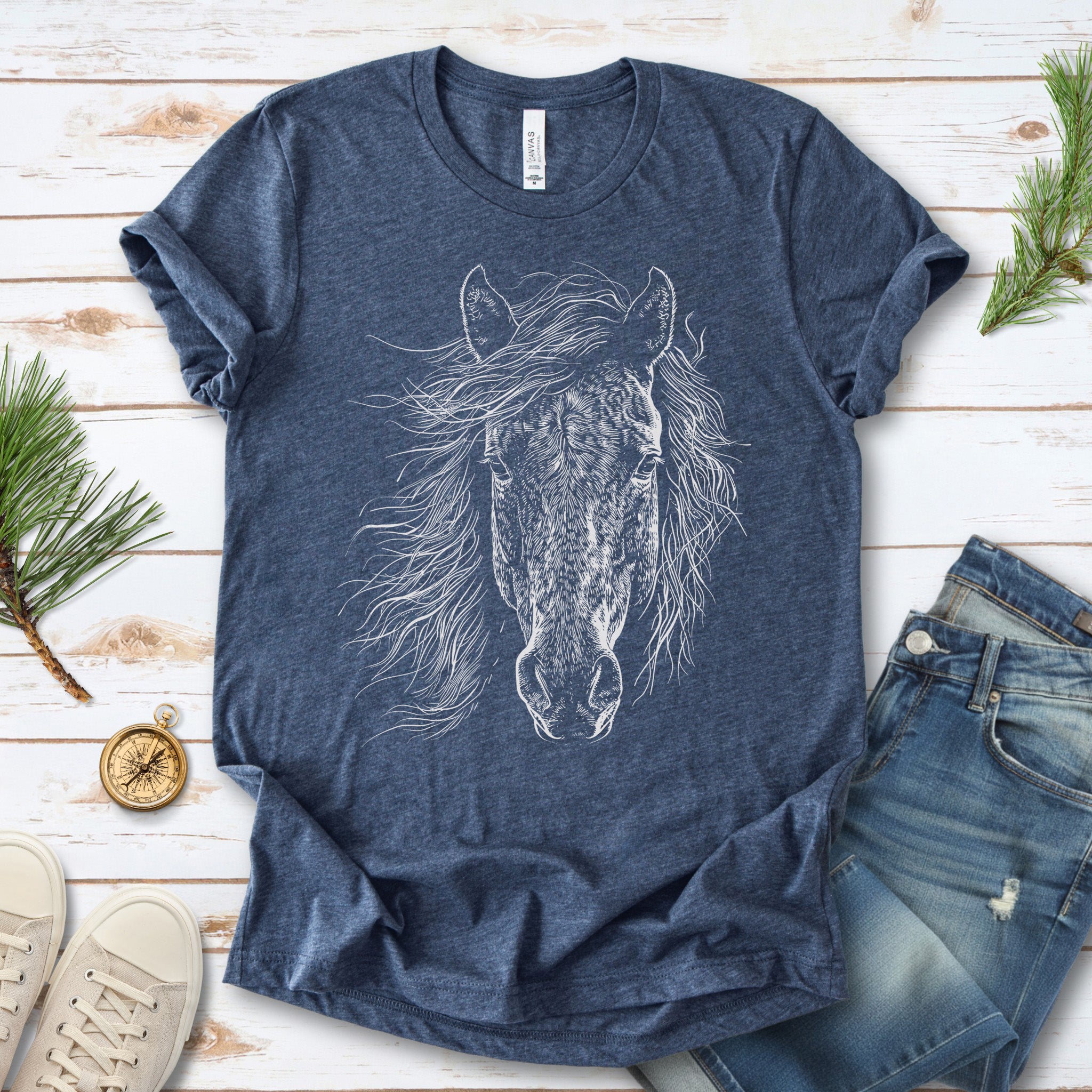 Wild Mustang Horse Face T-Shirt – Spirit of the West