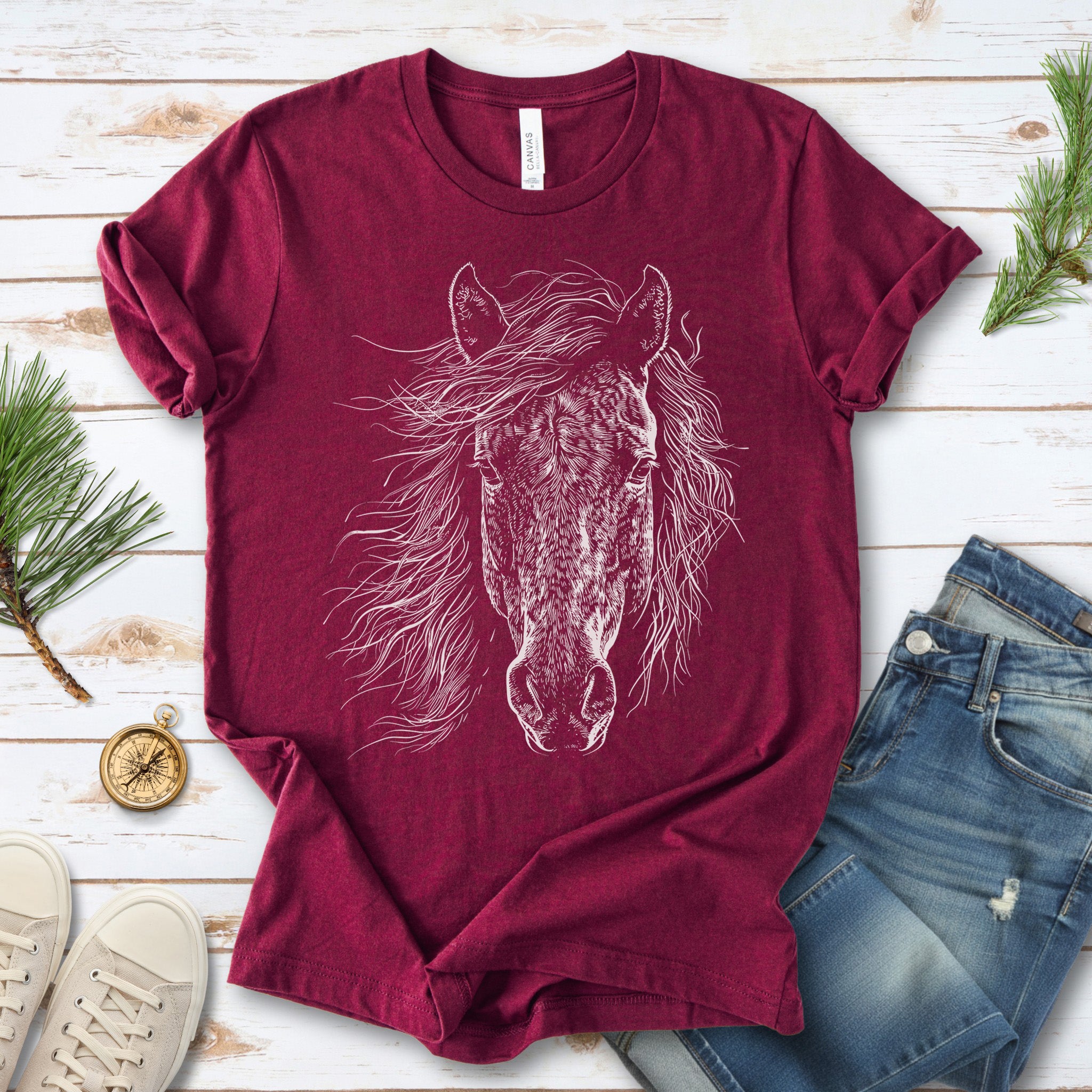 Wild Mustang Horse Face T-Shirt – Spirit of the West