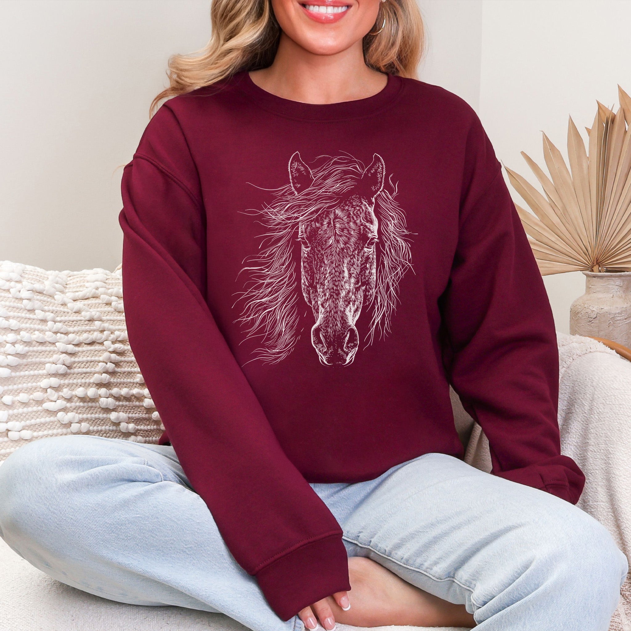 Wild Mustang Horse Sweatshirt – Spirit of the West & Free Soul Energy