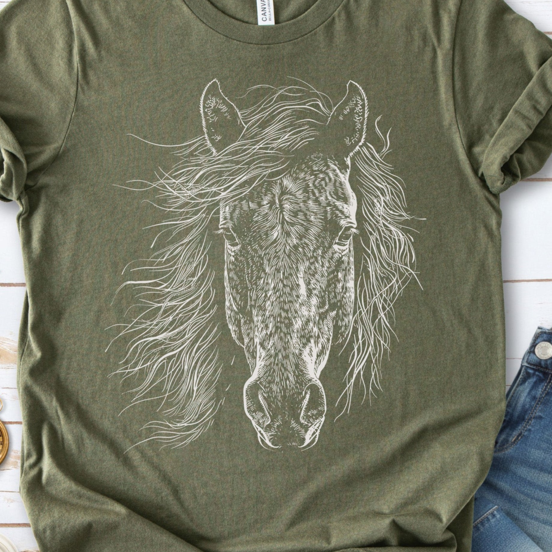 Wild Mustang Horse Face T-Shirt – Spirit of the West