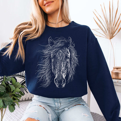 Wild Mustang Horse Sweatshirt – Spirit of the West & Free Soul Energy