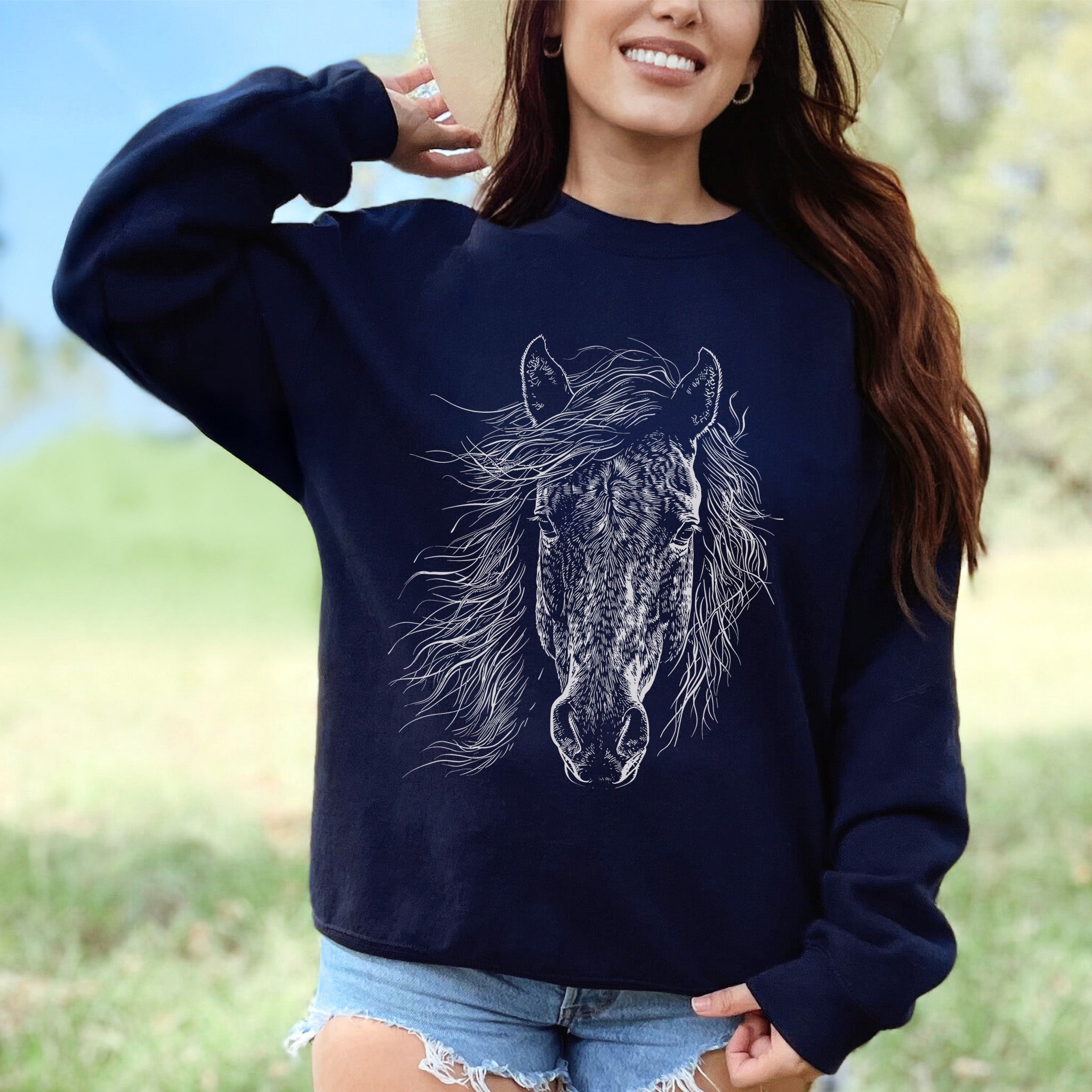 Wild Mustang Horse Sweatshirt – Spirit of the West & Free Soul Energy
