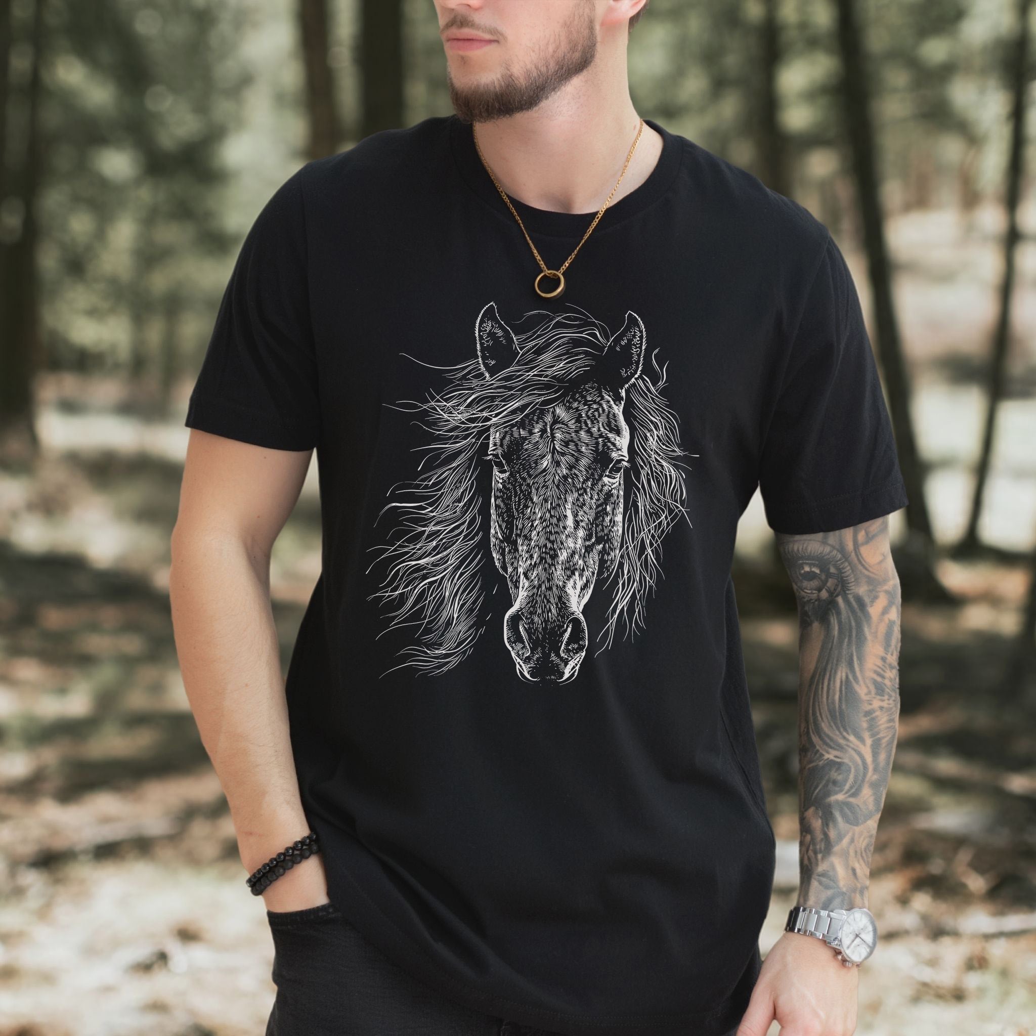 Wild Mustang Horse Face T-Shirt – Spirit of the West