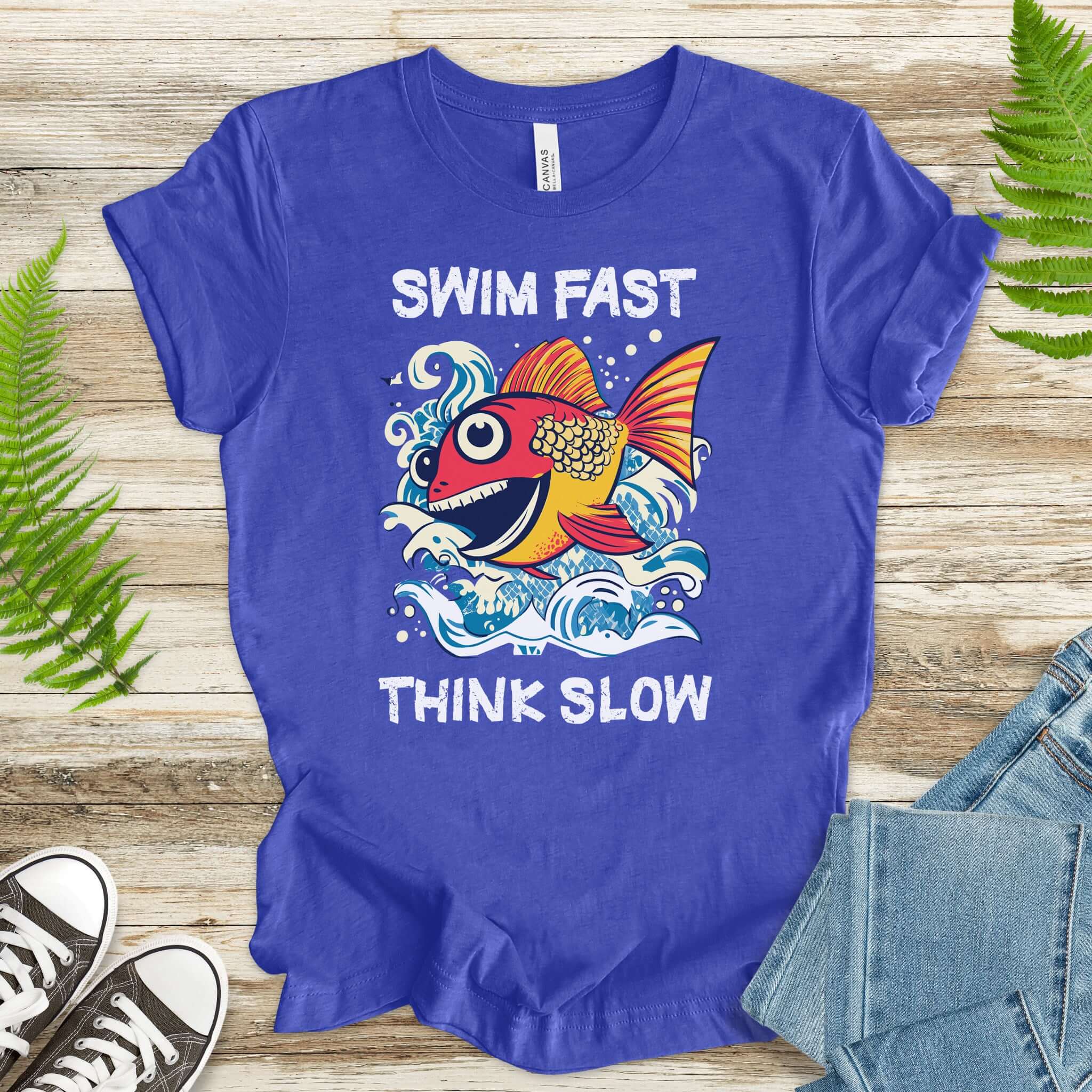 Swim Fast, Think Slow: Funny Fish T-Shirt
