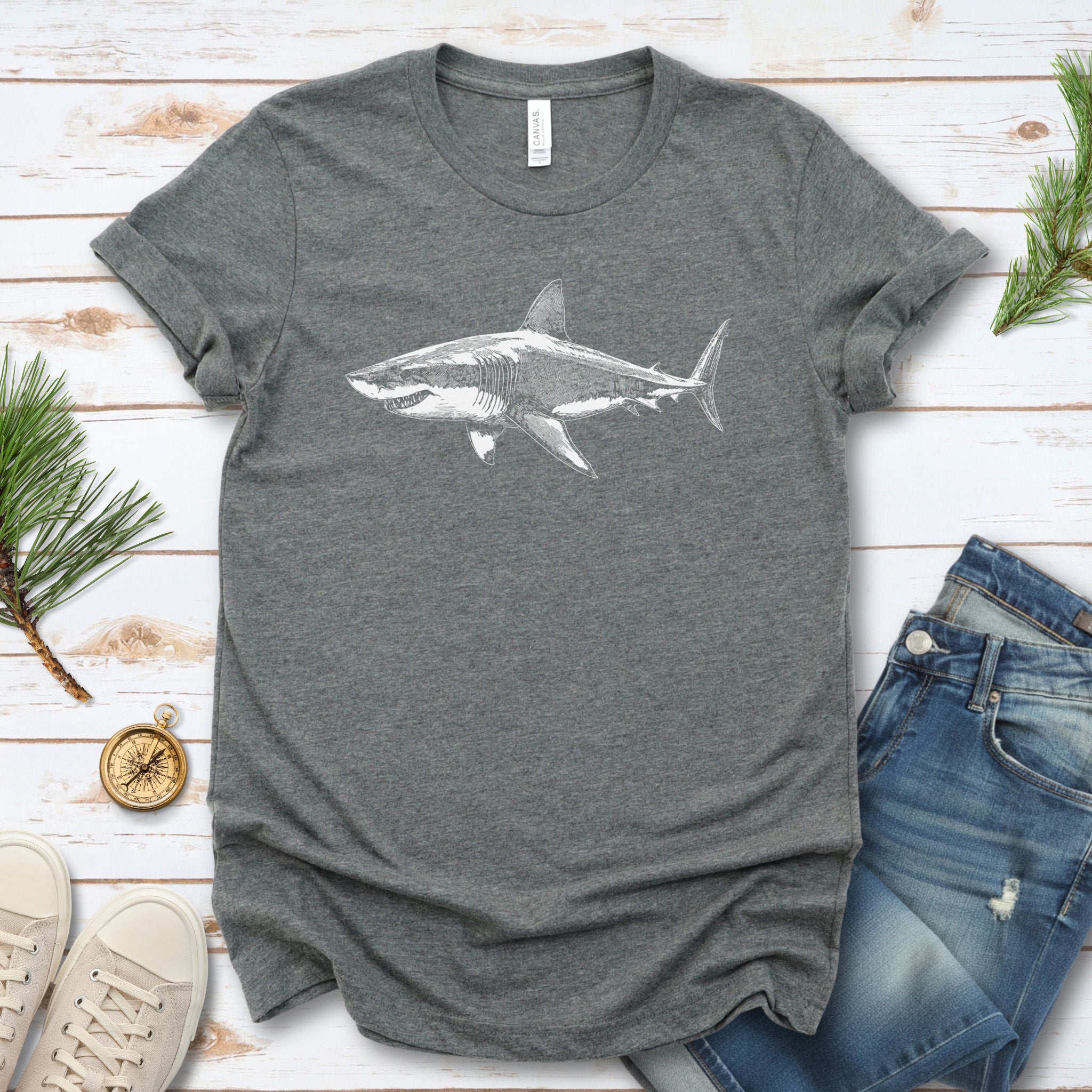 Vintage Great White Shark T-Shirt – Ocean Conservation Retro Style