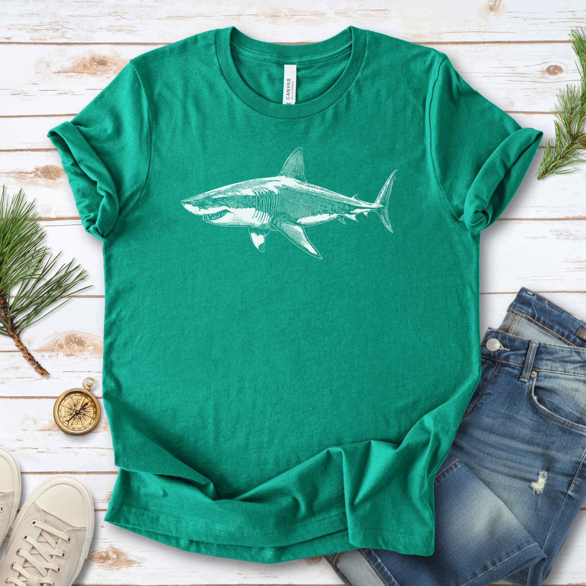 Vintage Great White Shark T-Shirt – Ocean Conservation Retro Style