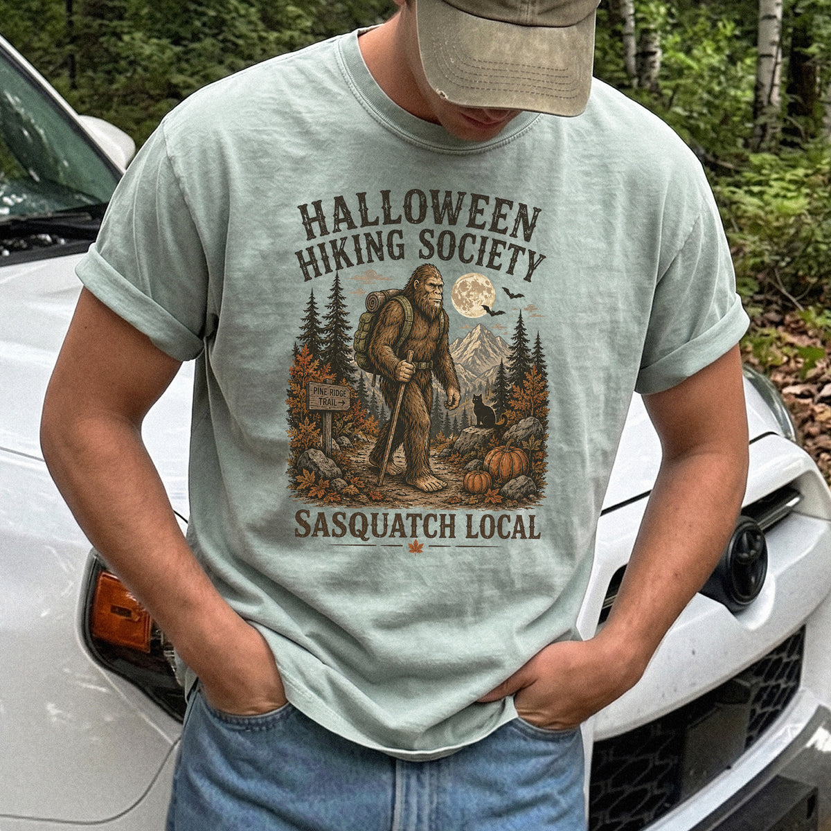 Halloween Hiking Society Sasquatch Local Funny Bigfoot Comfort Colors Shirt