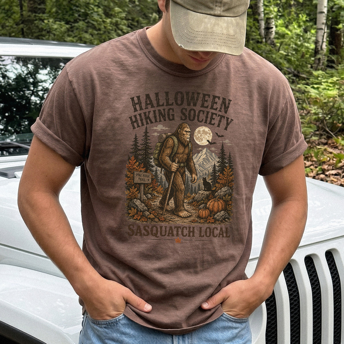 Halloween Hiking Society Sasquatch Local Funny Bigfoot Comfort Colors Shirt