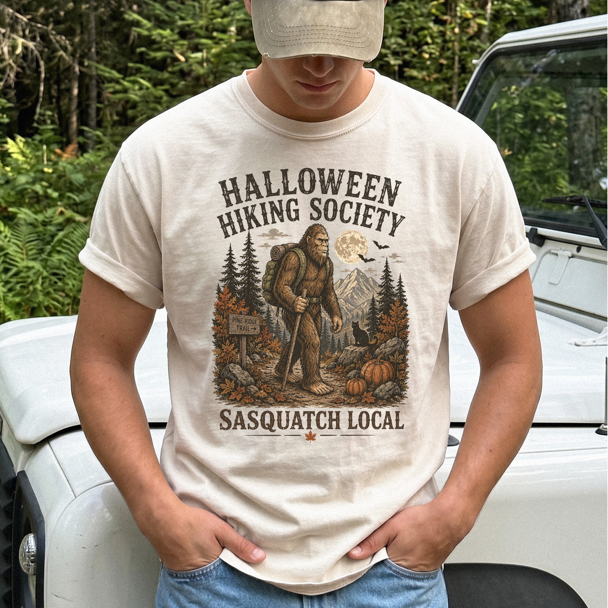 Halloween Hiking Society Sasquatch Local Funny Bigfoot Comfort Colors Shirt
