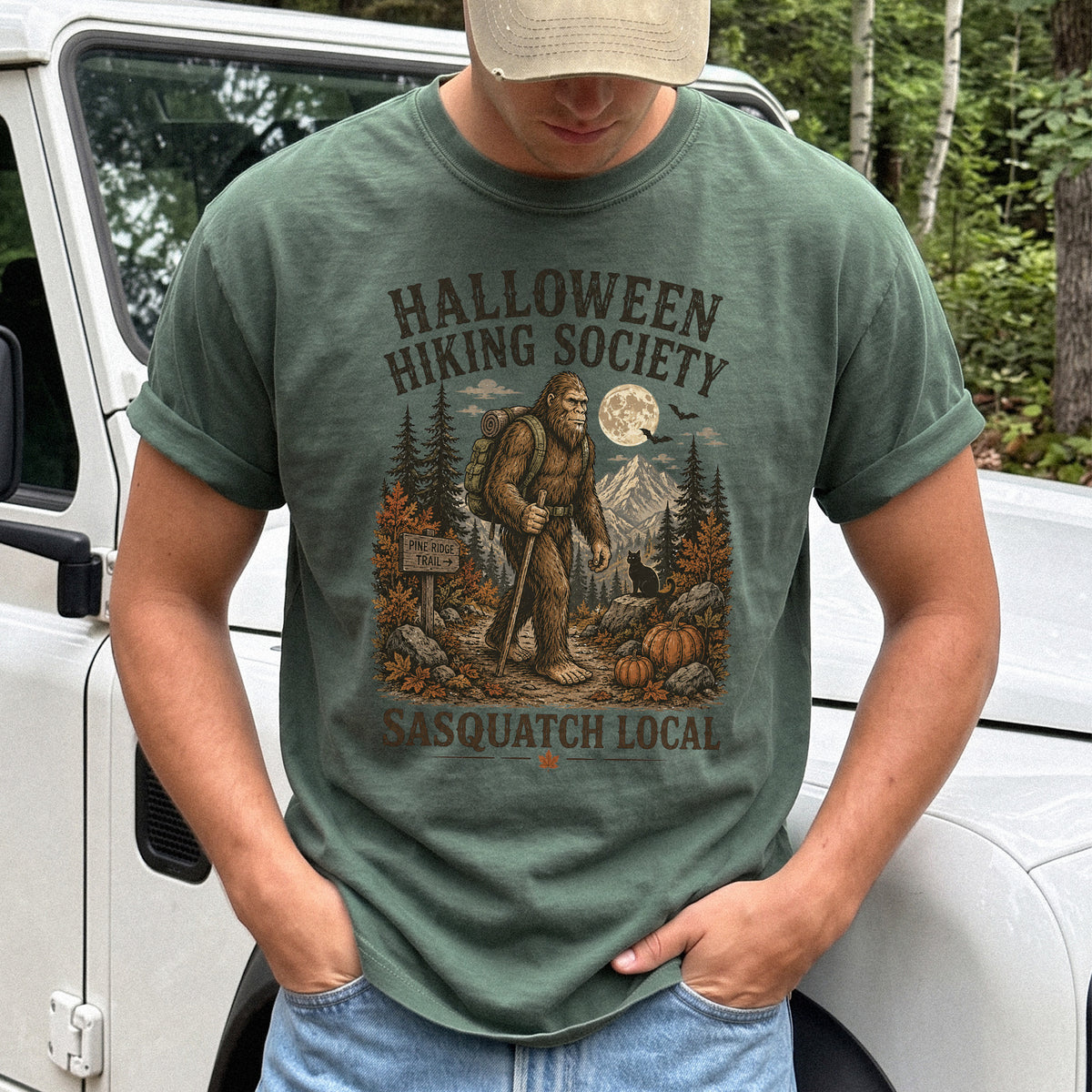Halloween Hiking Society Sasquatch Local Funny Bigfoot Comfort Colors Shirt