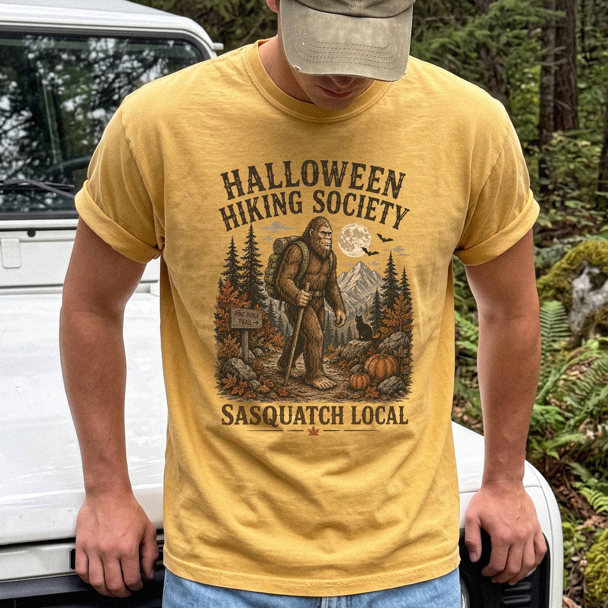 Halloween Hiking Society Sasquatch Local Funny Bigfoot Comfort Colors Shirt