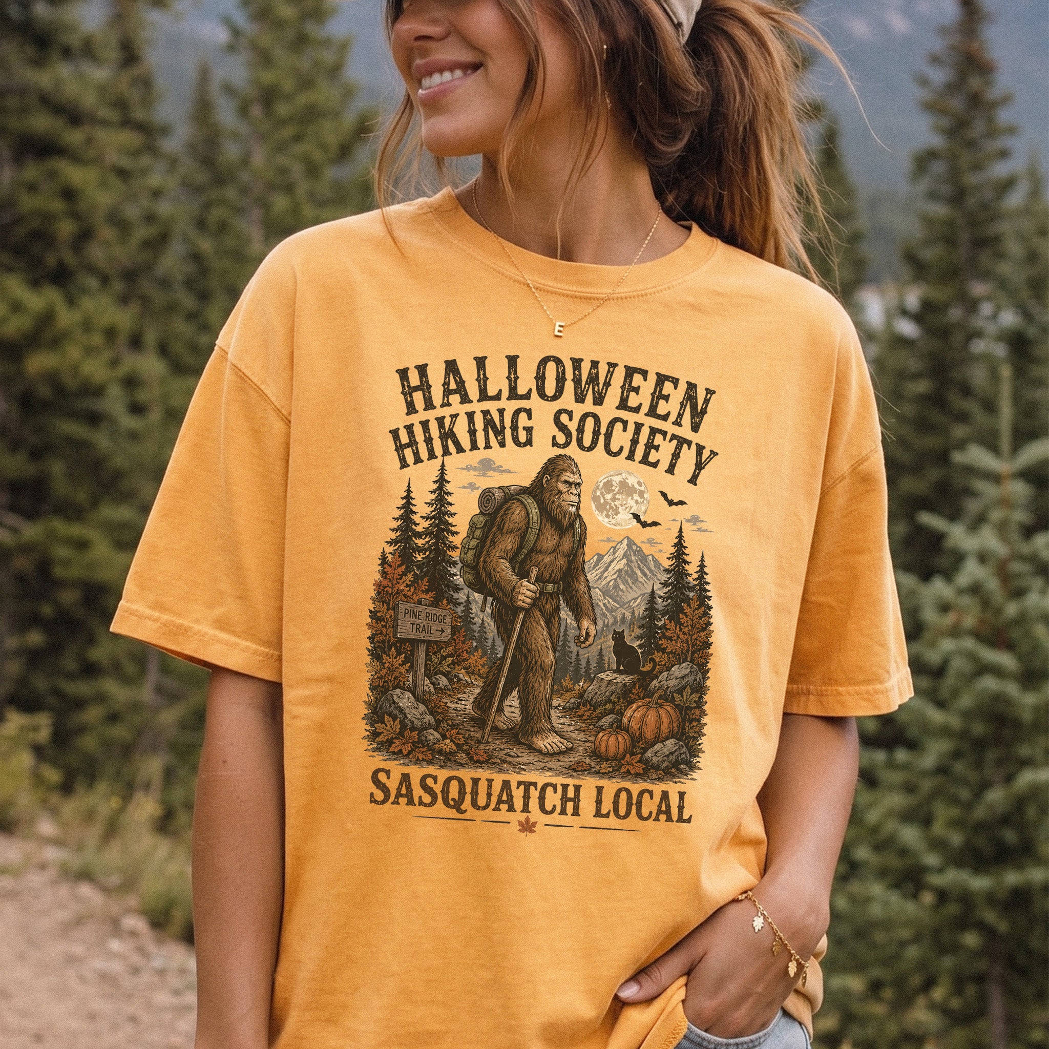 Halloween Hiking Society Sasquatch Local Funny Bigfoot Comfort Colors Shirt