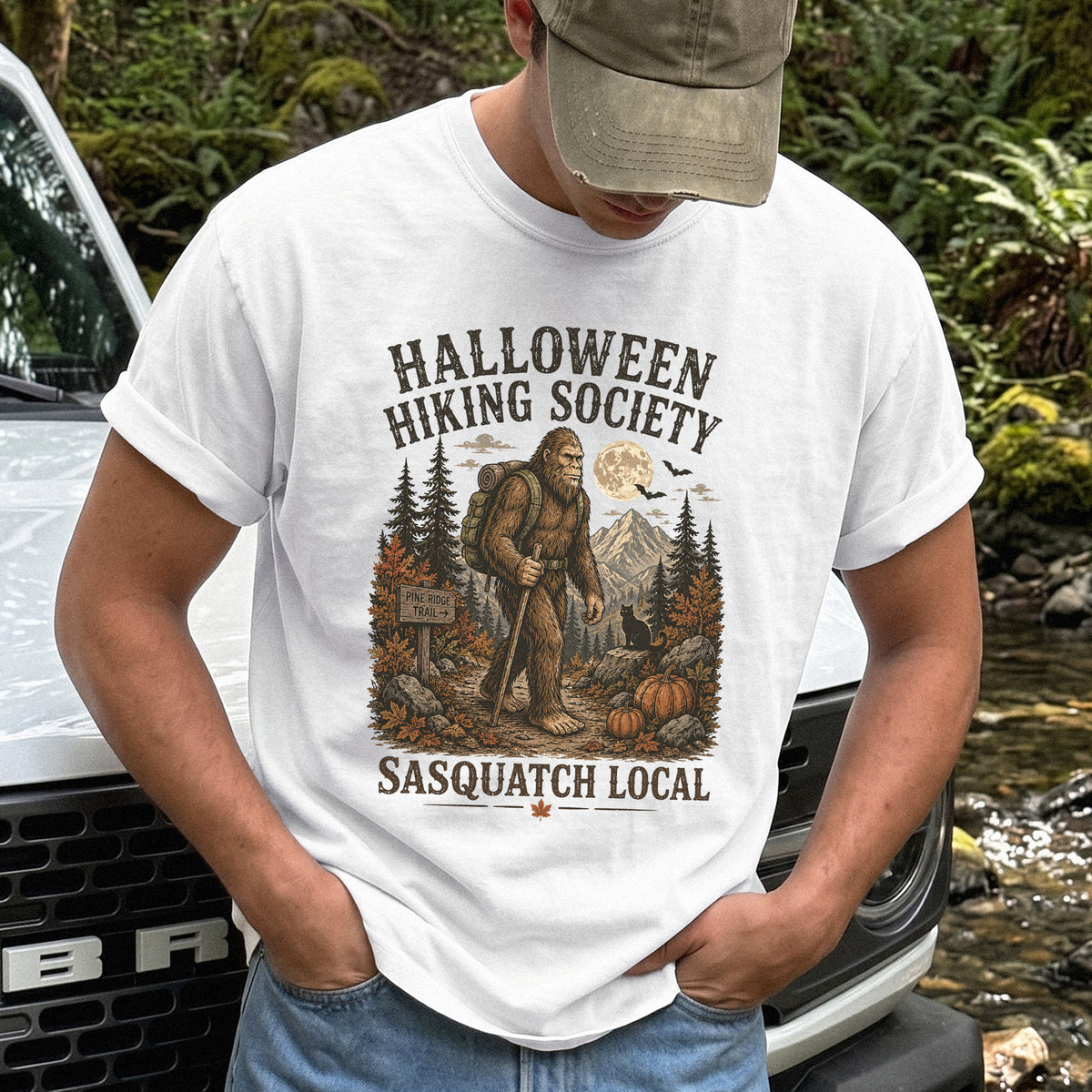 Halloween Hiking Society Sasquatch Local Funny Bigfoot Comfort Colors Shirt