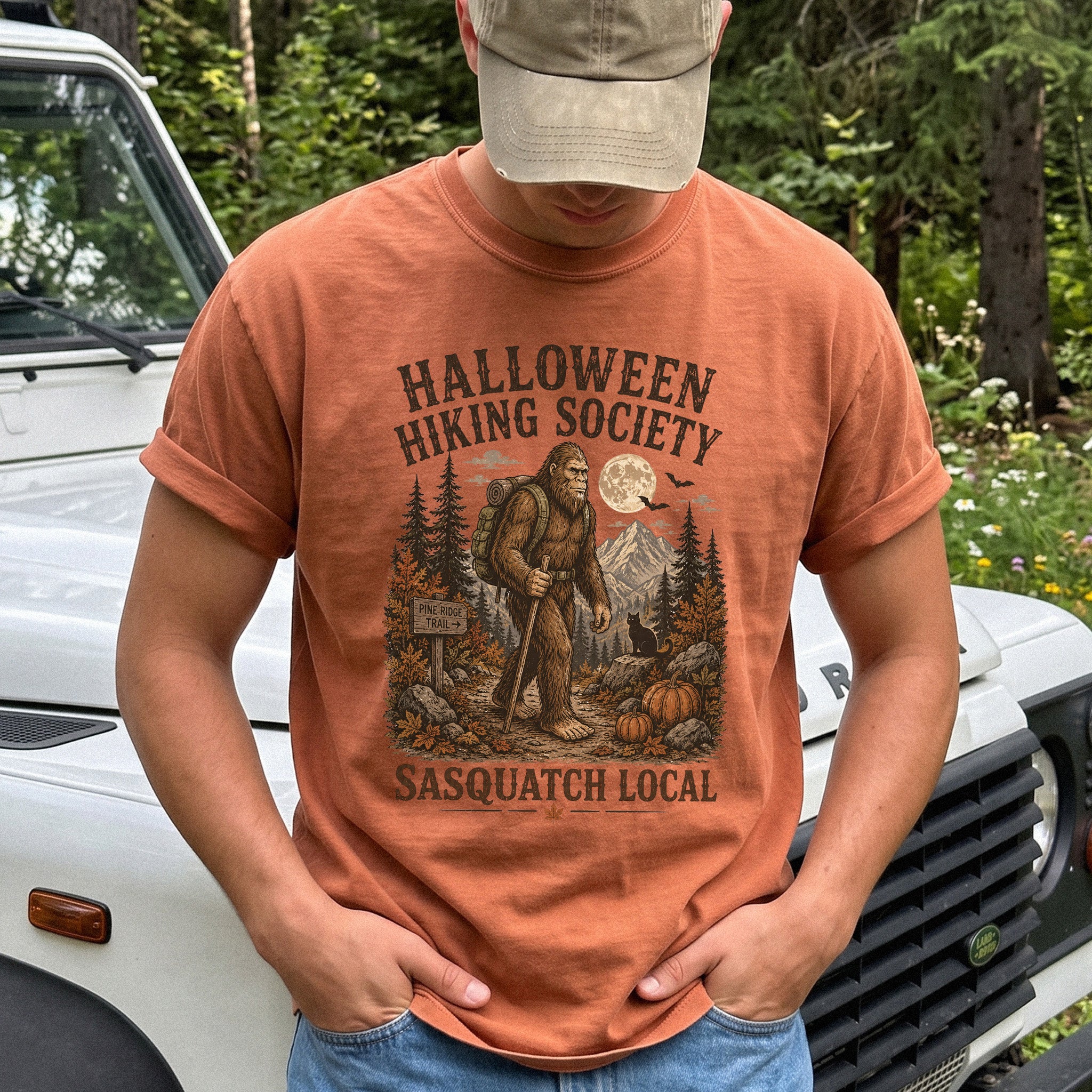 Halloween Hiking Society Sasquatch Local Funny Bigfoot Comfort Colors Shirt