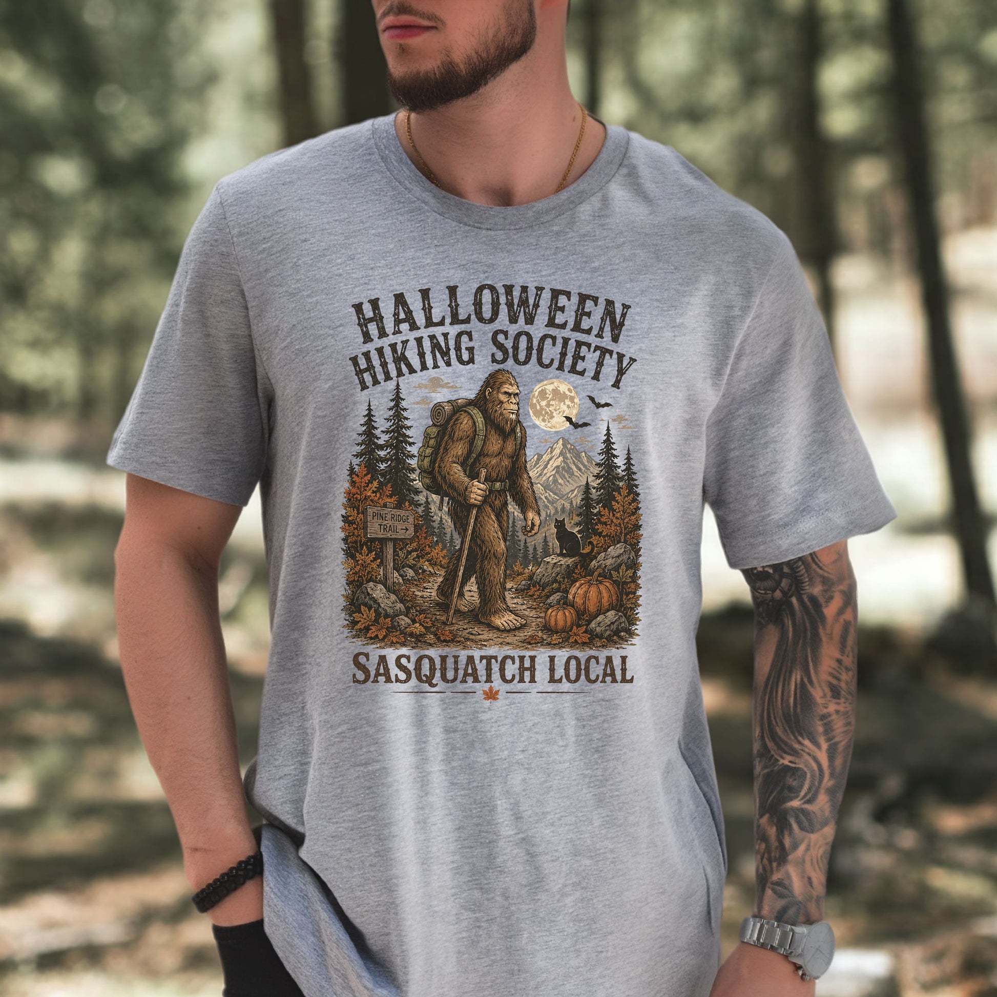 Halloween Hiking Society Sasquatch Local Funny Bigfoot Halloween T-Shirt