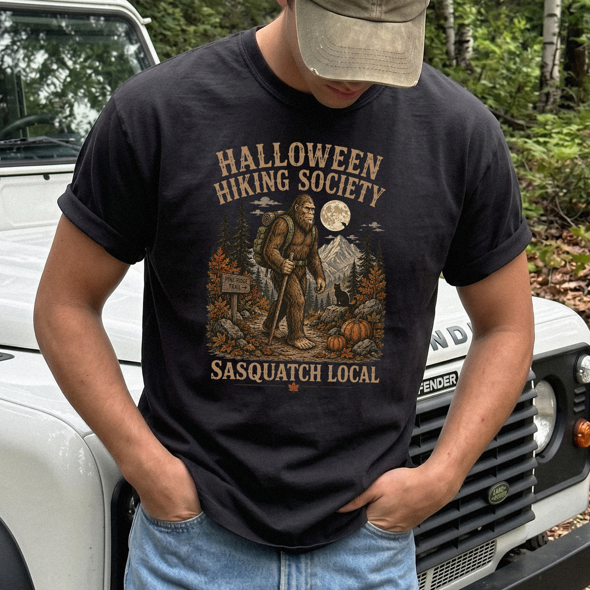 Halloween Hiking Society Sasquatch Local Funny Bigfoot Comfort Colors Shirt