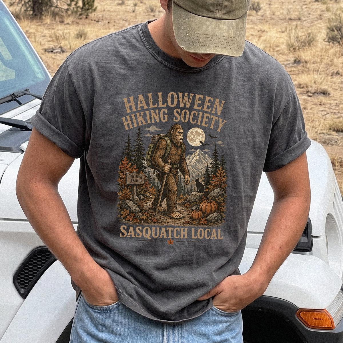 Halloween Hiking Society Sasquatch Local Funny Bigfoot Comfort Colors Shirt