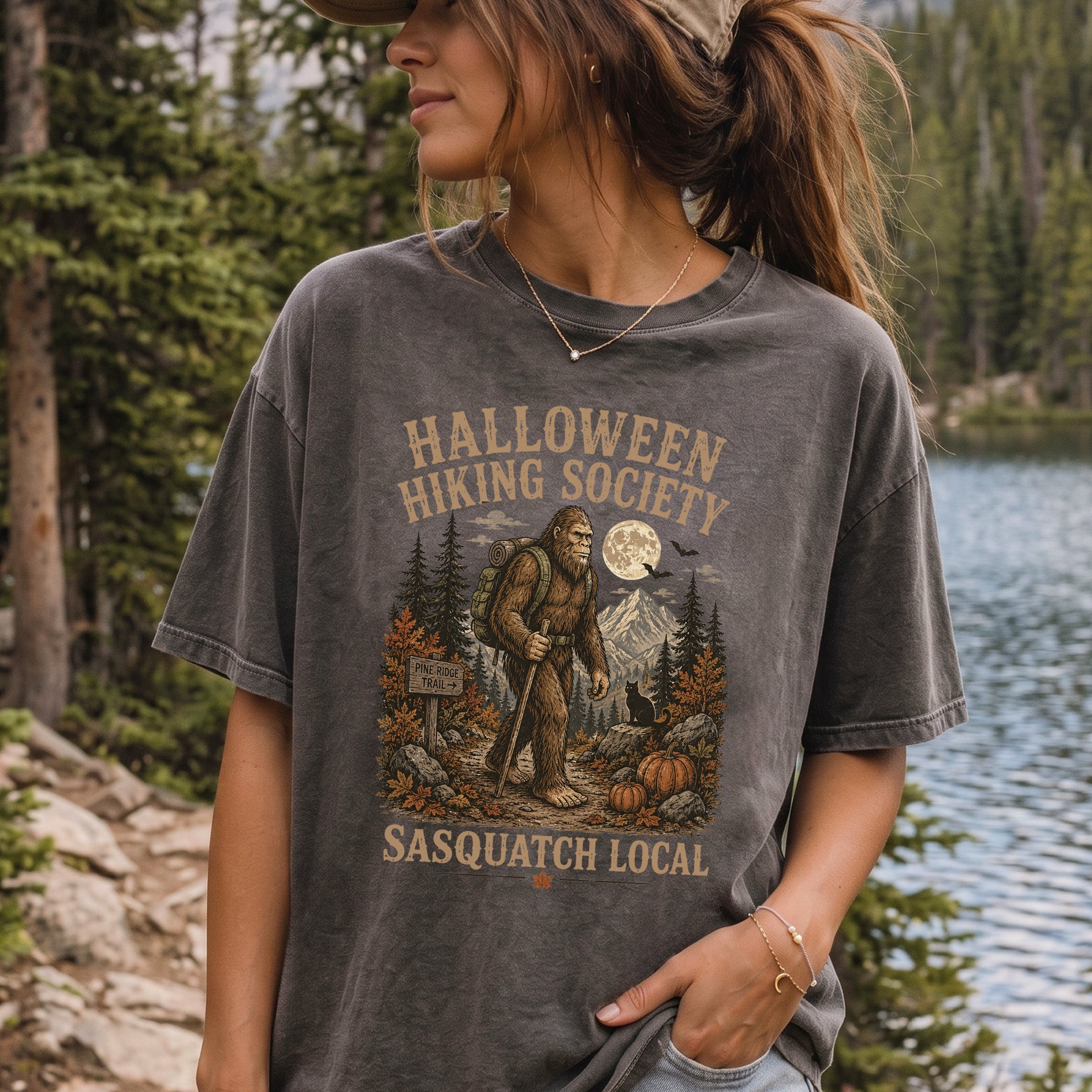 Halloween Hiking Society Sasquatch Local Funny Bigfoot Comfort Colors Shirt