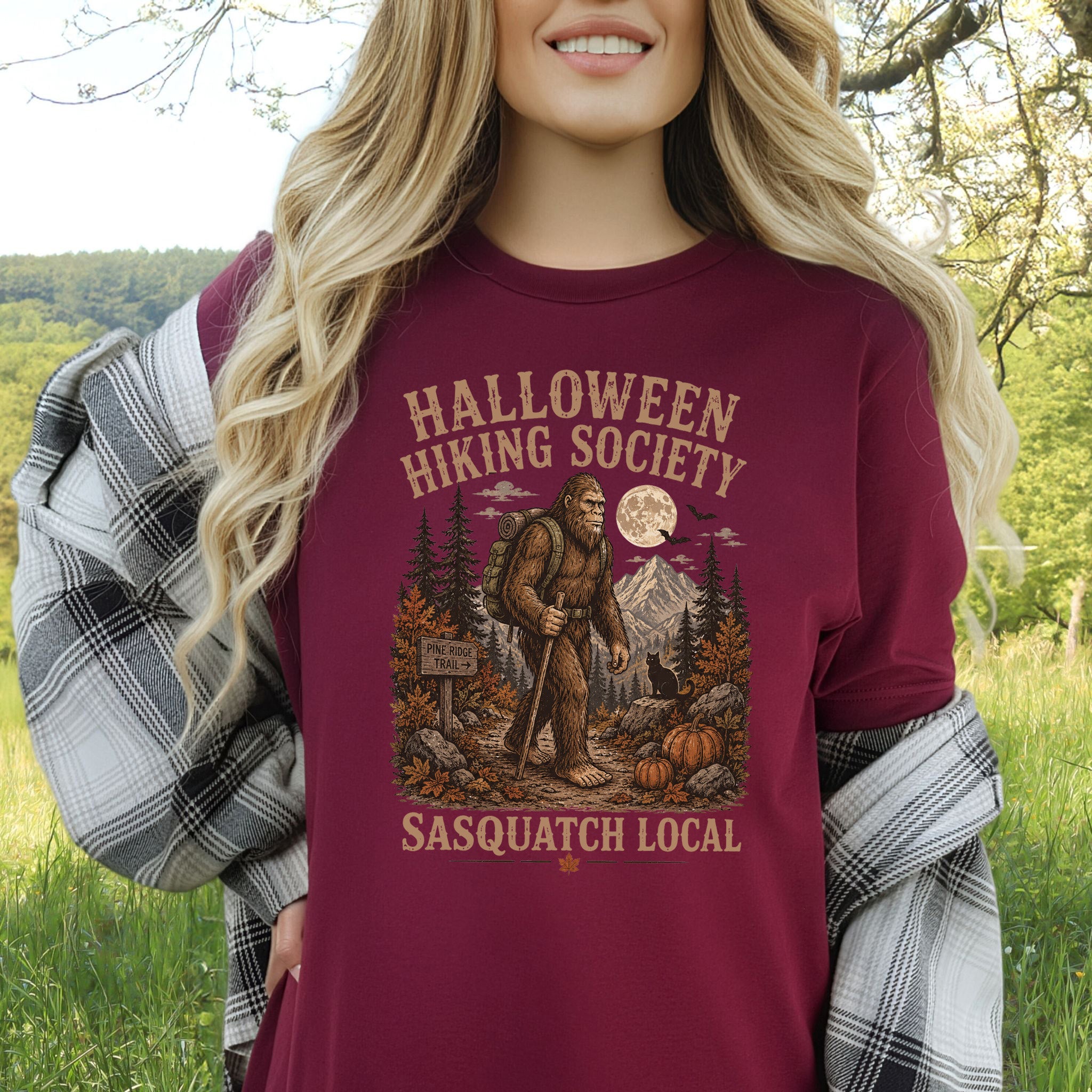 Halloween Hiking Society Sasquatch Local Funny Bigfoot Halloween T-Shirt