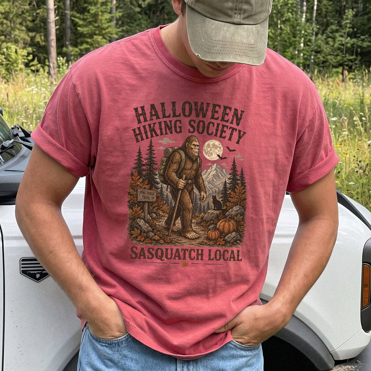 Halloween Hiking Society Sasquatch Local Funny Bigfoot Comfort Colors Shirt