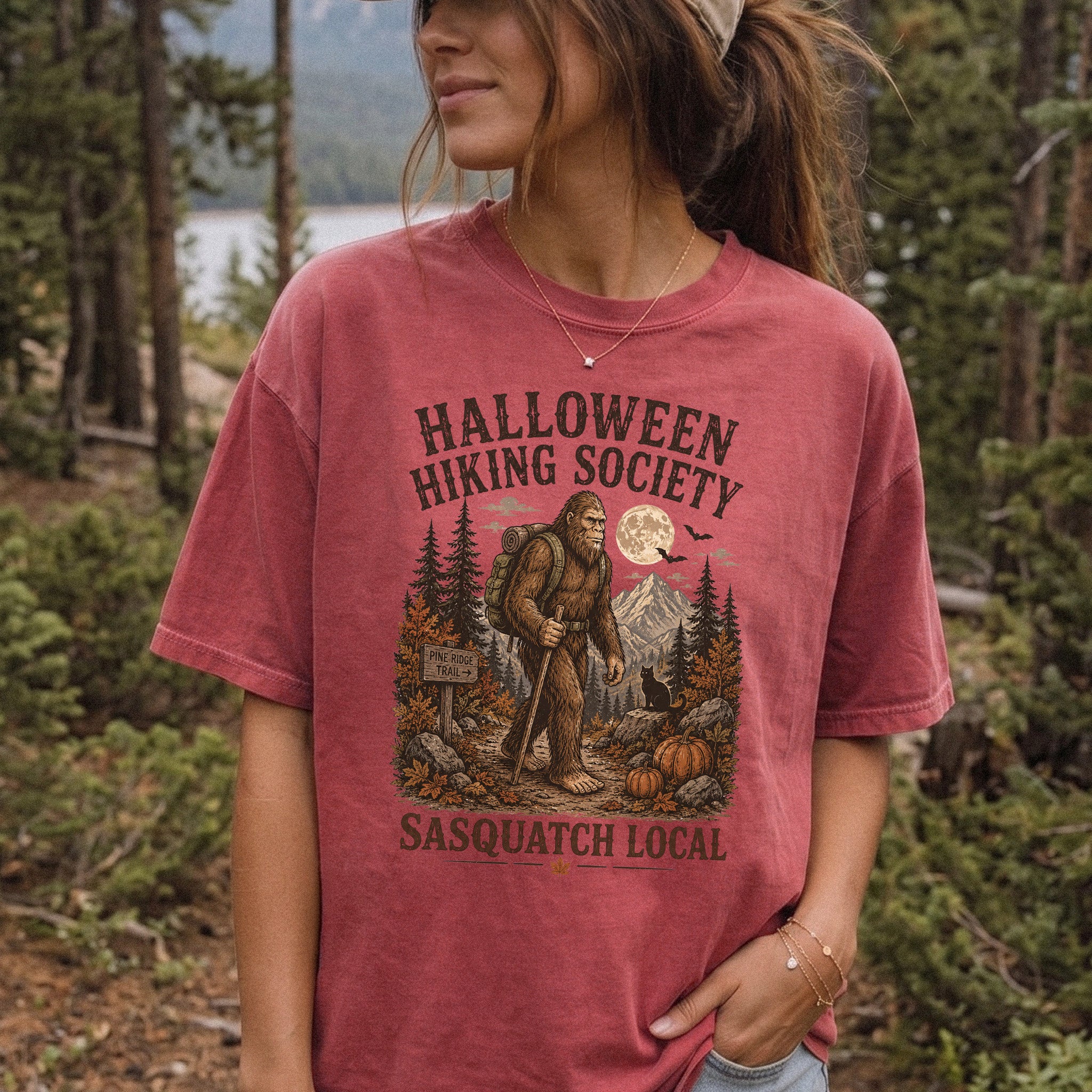 Halloween Hiking Society Sasquatch Local Funny Bigfoot Comfort Colors Shirt