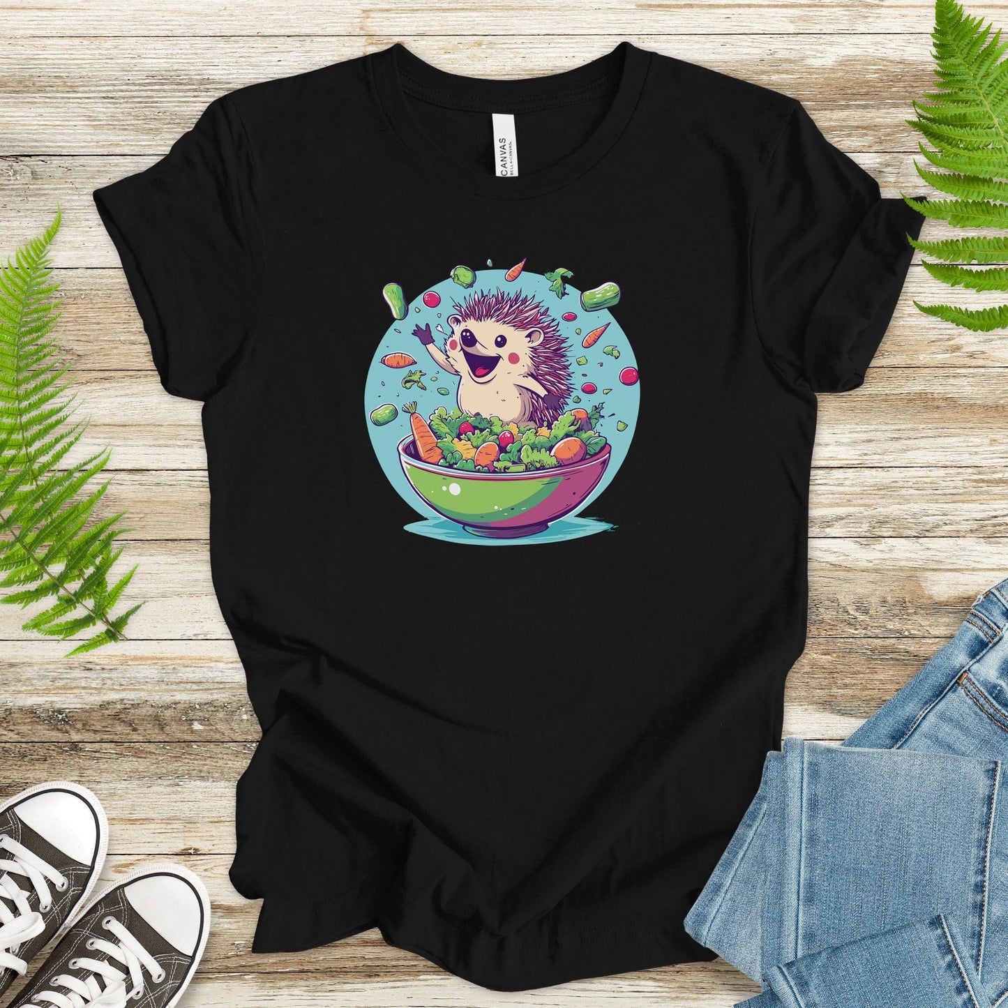 Hedgehog Making Salad T-Shirt - TShirtree