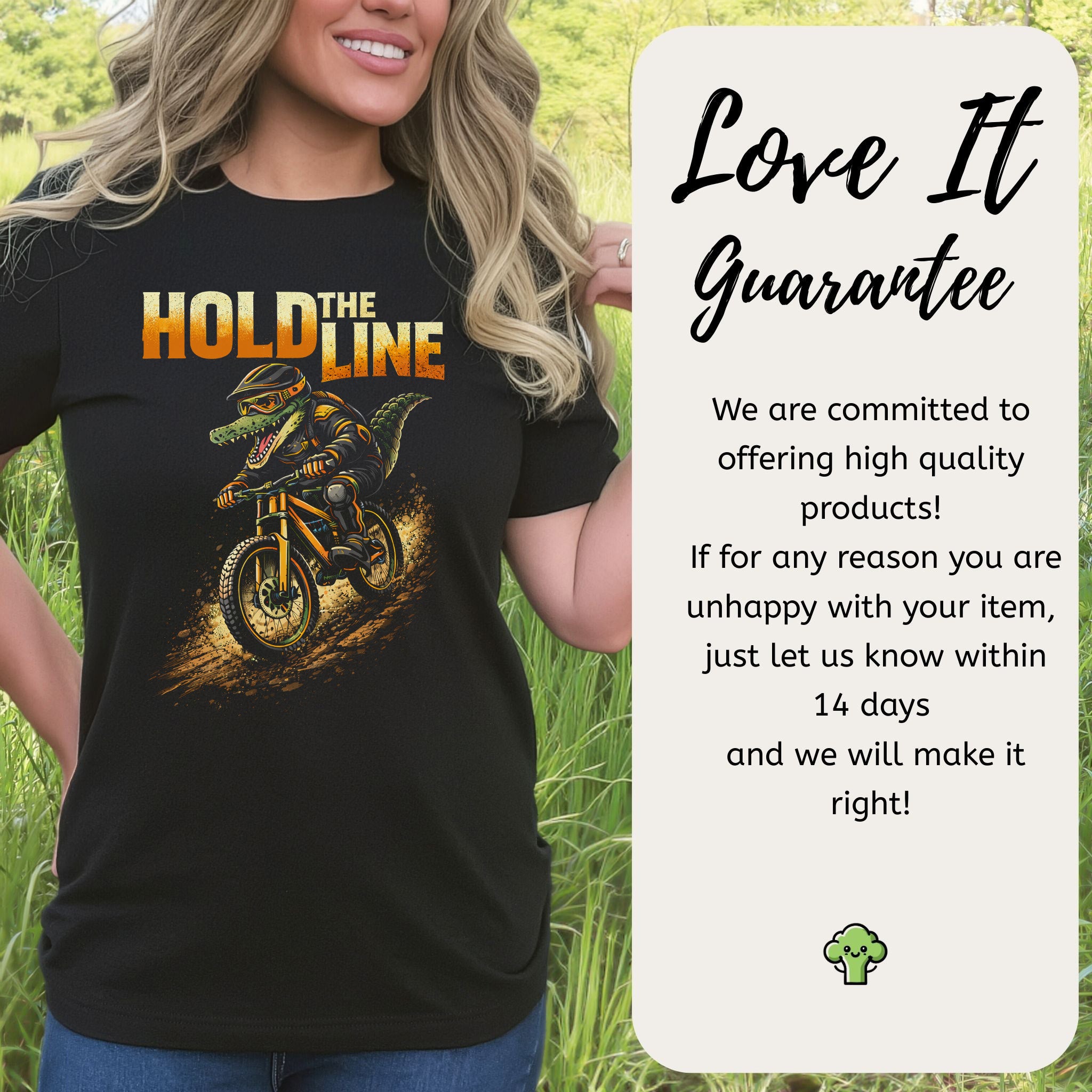 Hold The Line Retro Gator Mountain Biking Adventure T-Shirt