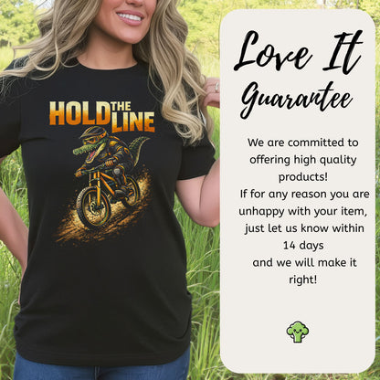 Hold The Line Retro Gator Mountain Biking Adventure T-Shirt