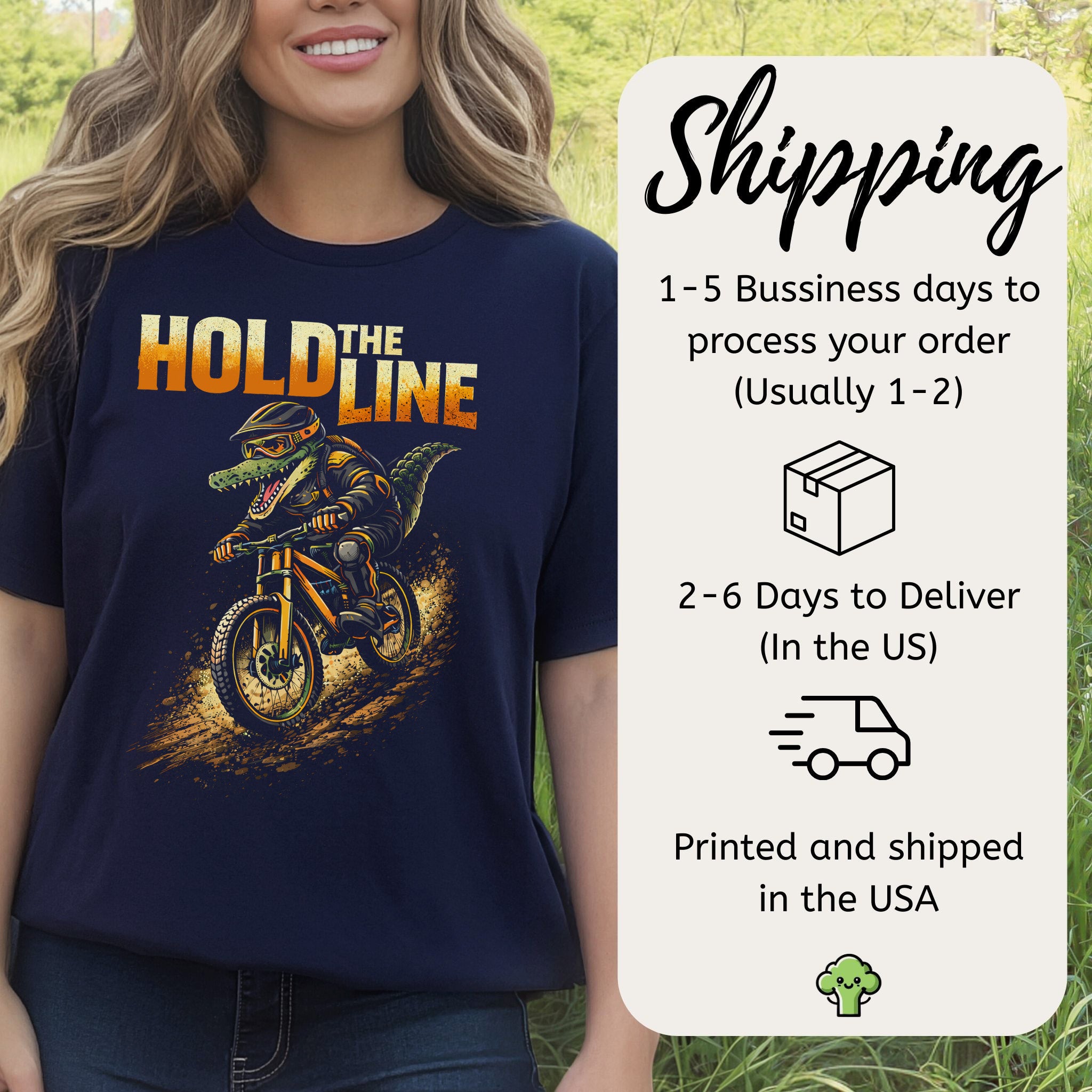 Hold The Line Retro Gator Mountain Biking Adventure T-Shirt