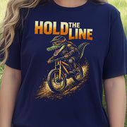 Hold The Line Retro Gator Mountain Biking Adventure T-Shirt
