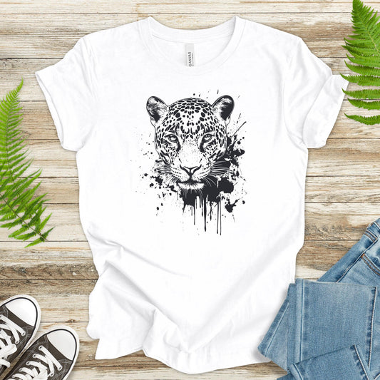 Jaguar Sketch T-Shirt – Bold Black and White Wildlife Art - TShirtree