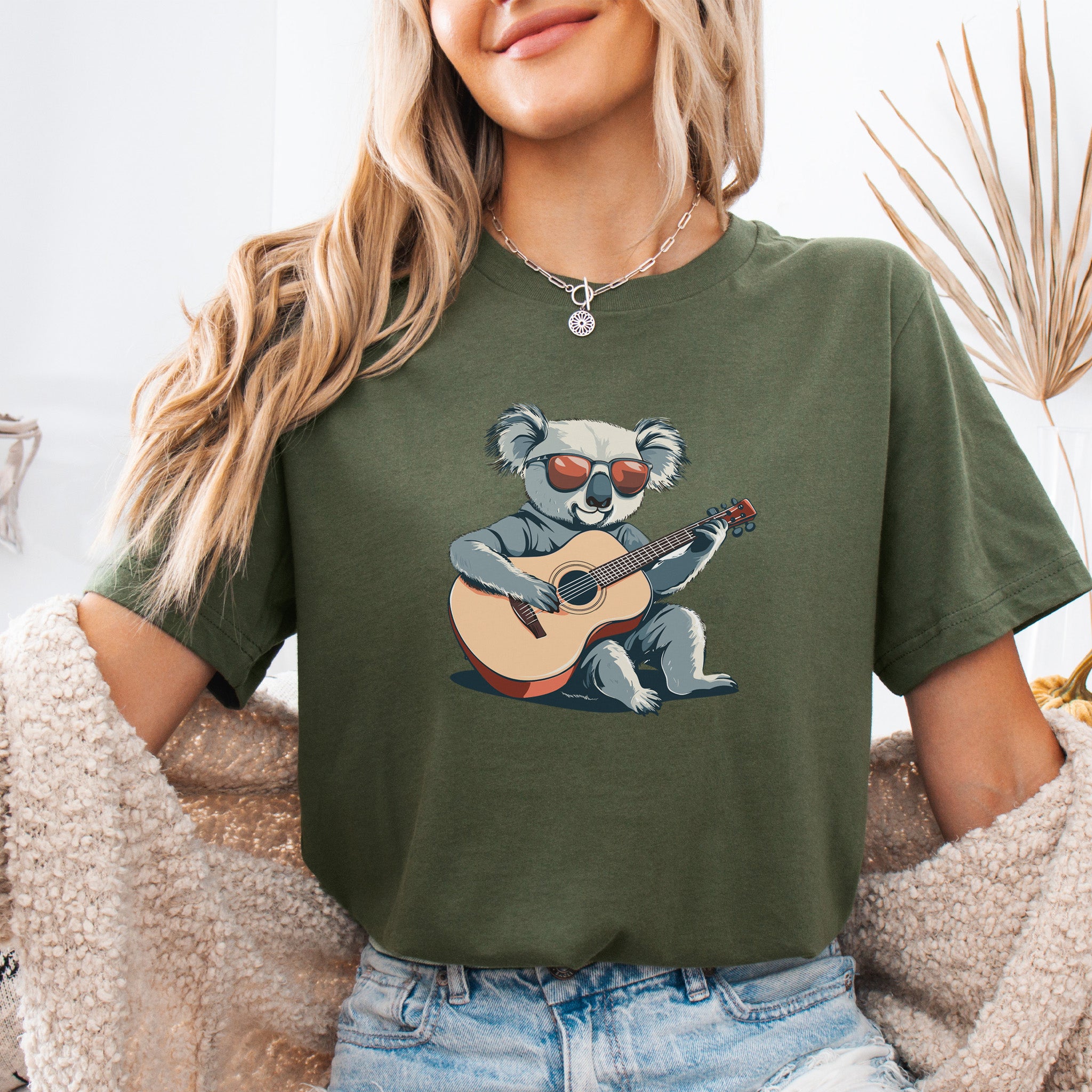 Koala Playing Guitar Retro Vibes T-Shirt