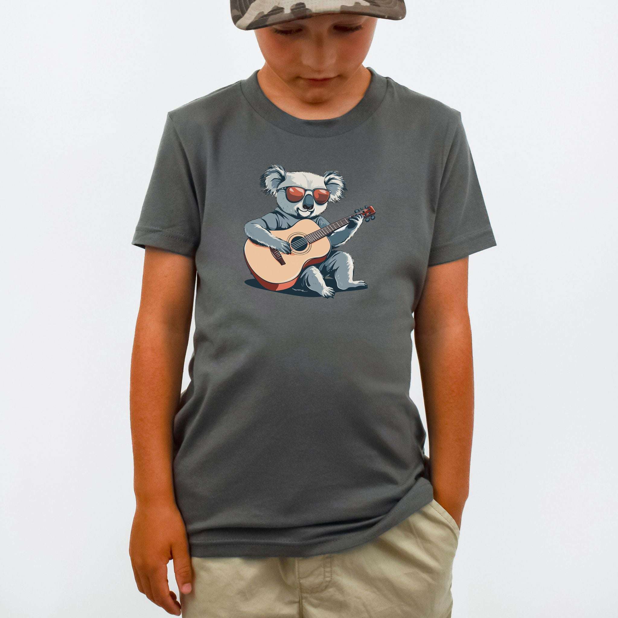 Koala Playing Guitar – Chill Retro Rocker Youth Tee