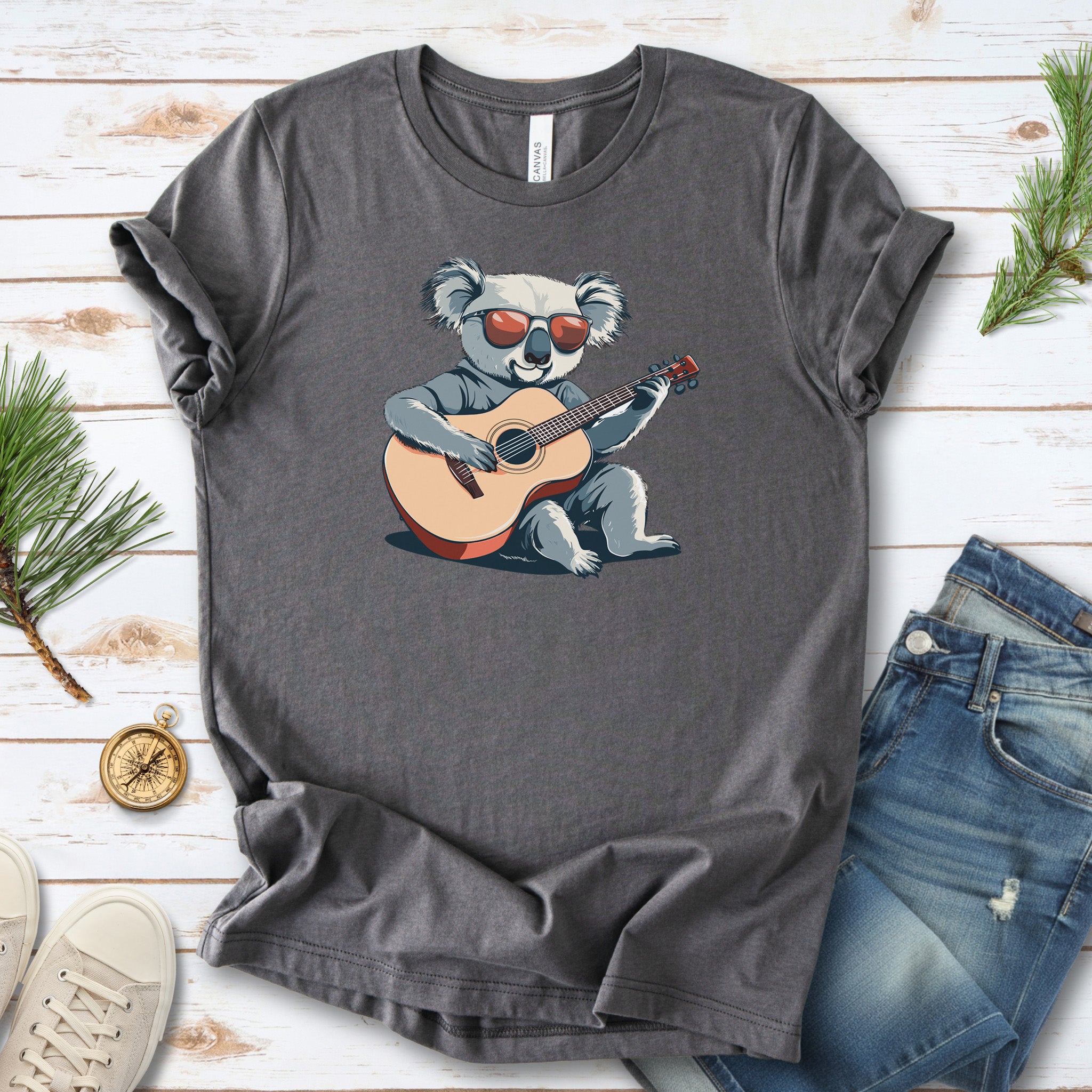 Koala Playing Guitar Retro Vibes T-Shirt